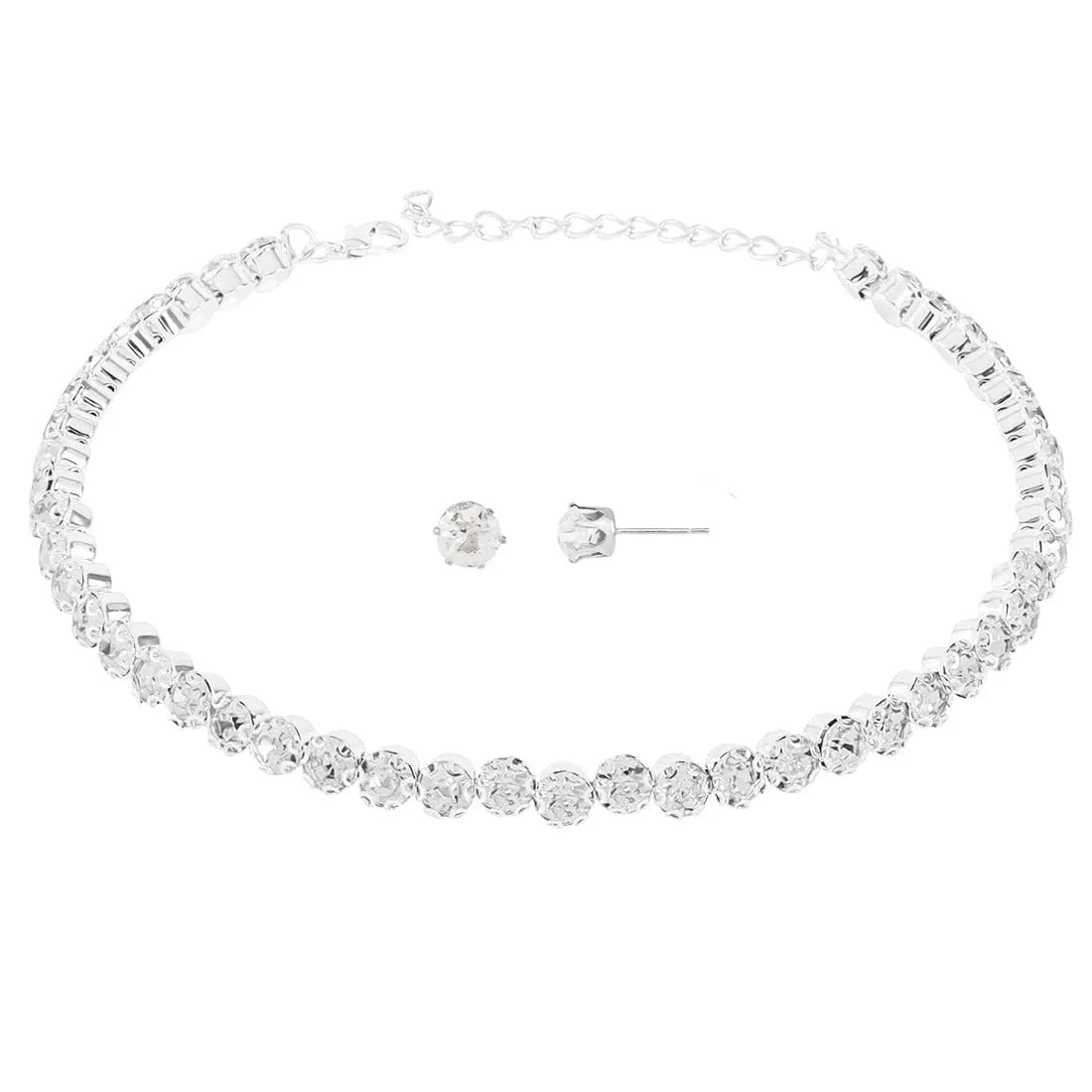 QEXUJOW Collane da donna Girocollo con strass in oro bianco e argento, misura regolabile (set di 3) - immagine 1