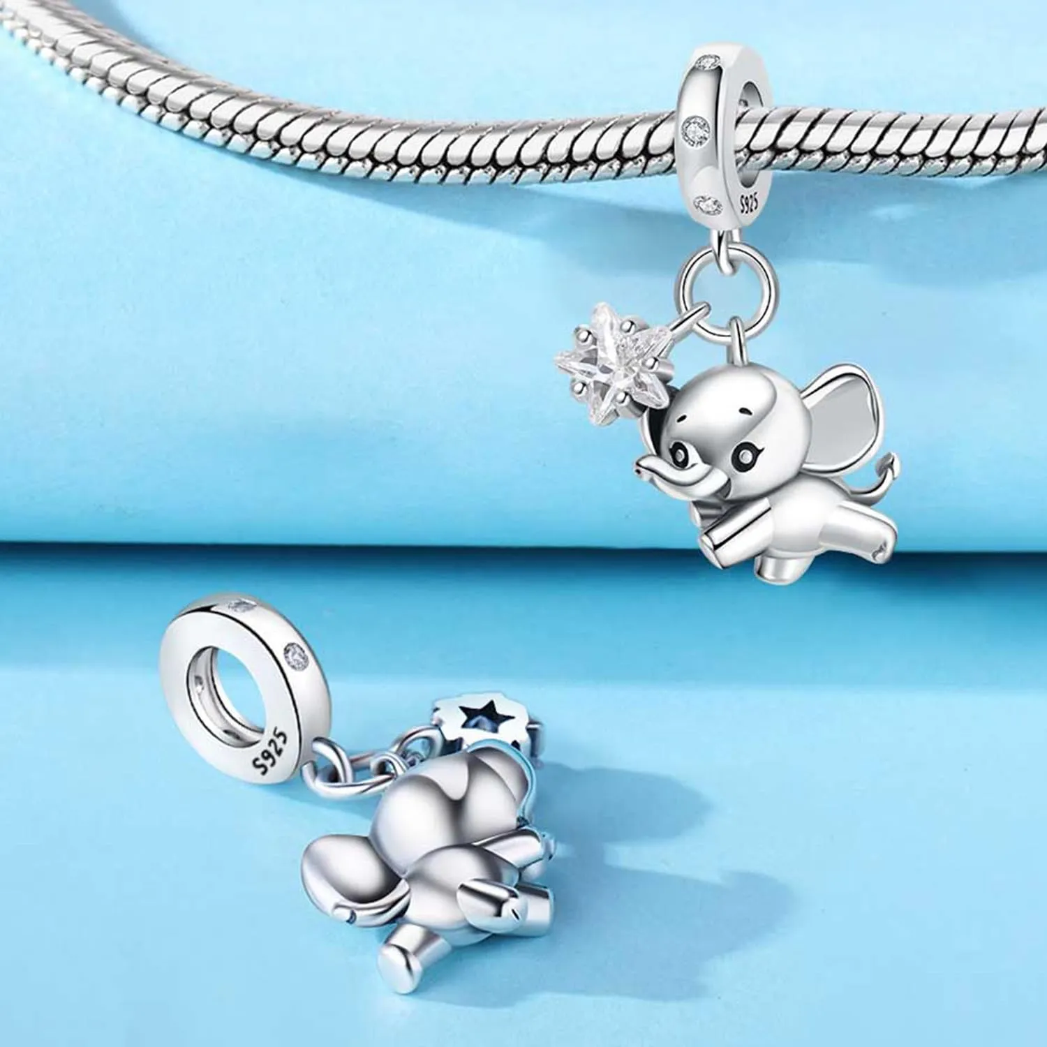 PANPOKI Charms Animali in Argento 925 - Panda, Cane, Gatto, Elefante, Farfalla, Libellula - immagine 3