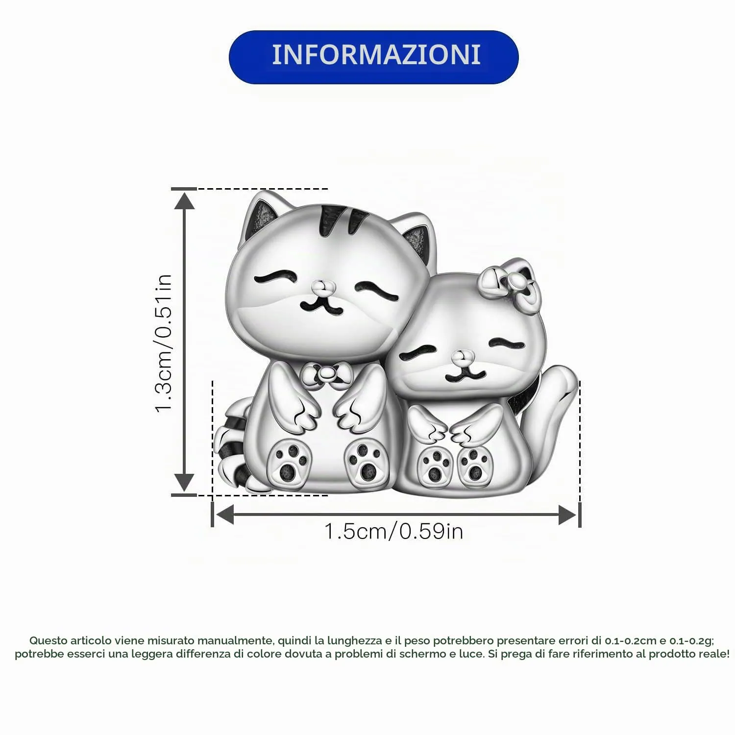 PANPOKI Charms Animali in Argento 925 - Panda, Cane, Gatto, Elefante, Farfalla, Libellula - immagine 4