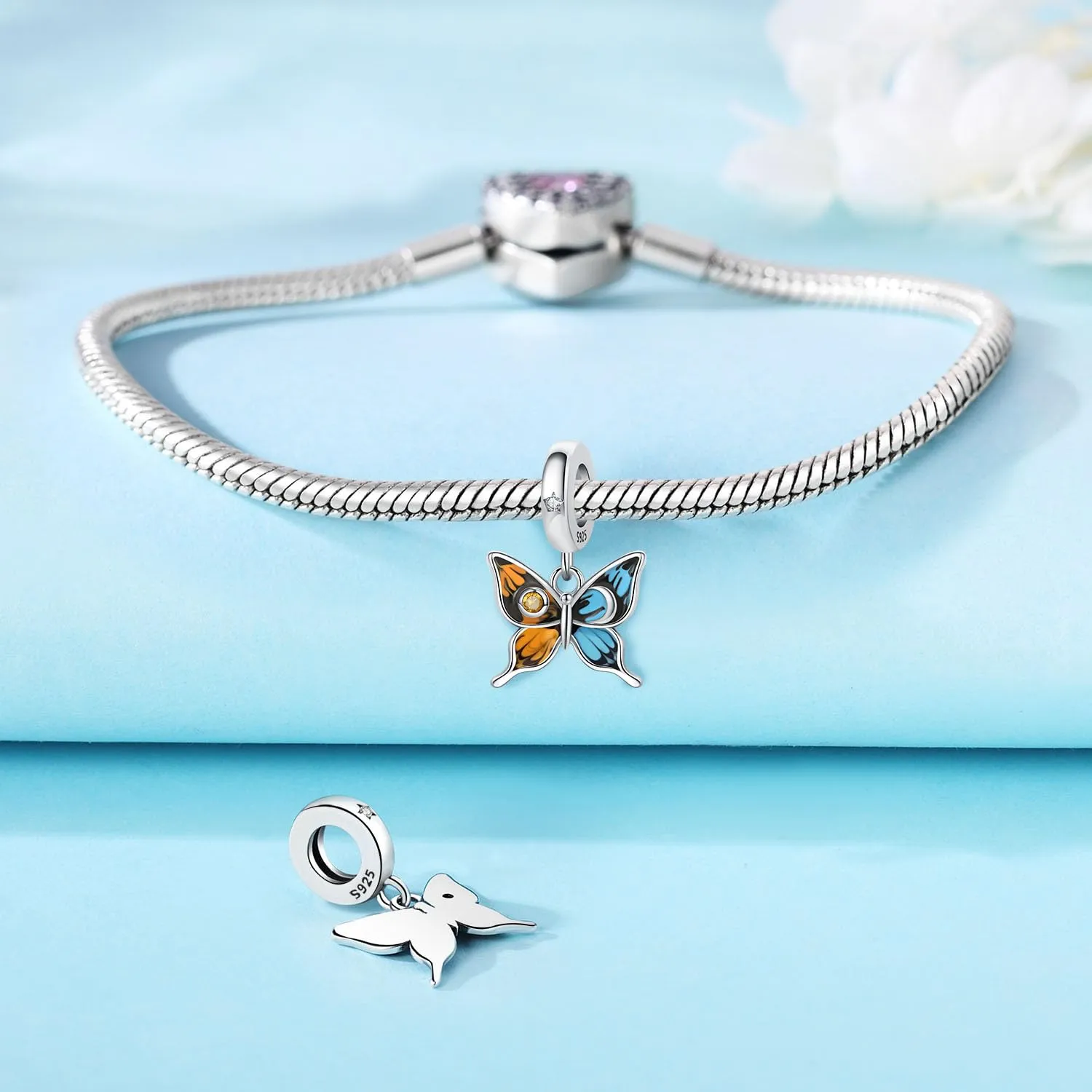 PANPOKI Charms Animali in Argento 925 - Panda, Cane, Gatto, Elefante, Farfalla, Libellula - Ciondoli Compatibili con Pando per Bracciali e Collane - immagine 2