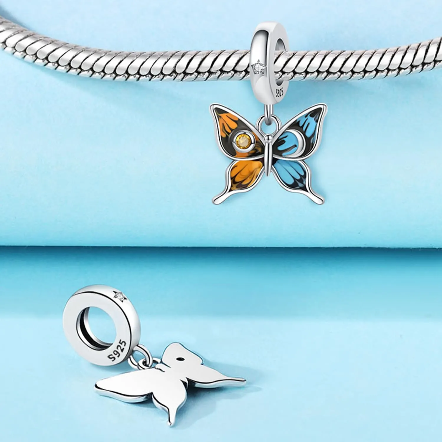 PANPOKI Charms Animali in Argento 925 - Panda, Cane, Gatto, Elefante, Farfalla, Libellula - Ciondoli Compatibili con Pando per Bracciali e Collane - immagine 3