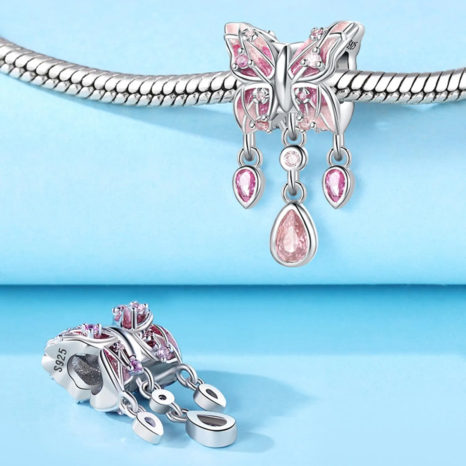 PANPOKI Charms Animali in Argento 925 - Panda, Cane, Gatto, Elefante, Farfalla, Libellula - immagine 3