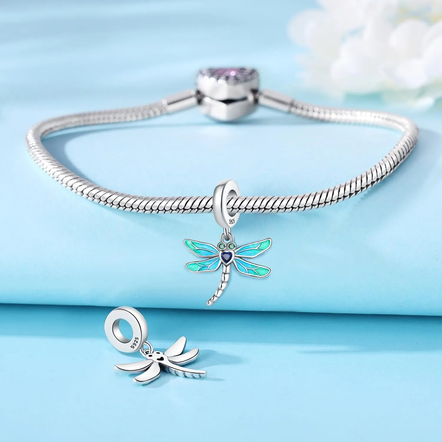 PANPOKI Charms Animali in Argento 925 - Panda, Cane, Gatto, Elefante, Farfalla, Libellula - Ciondoli Compatibili con Pando per Bracciali e Collane - immagine 2