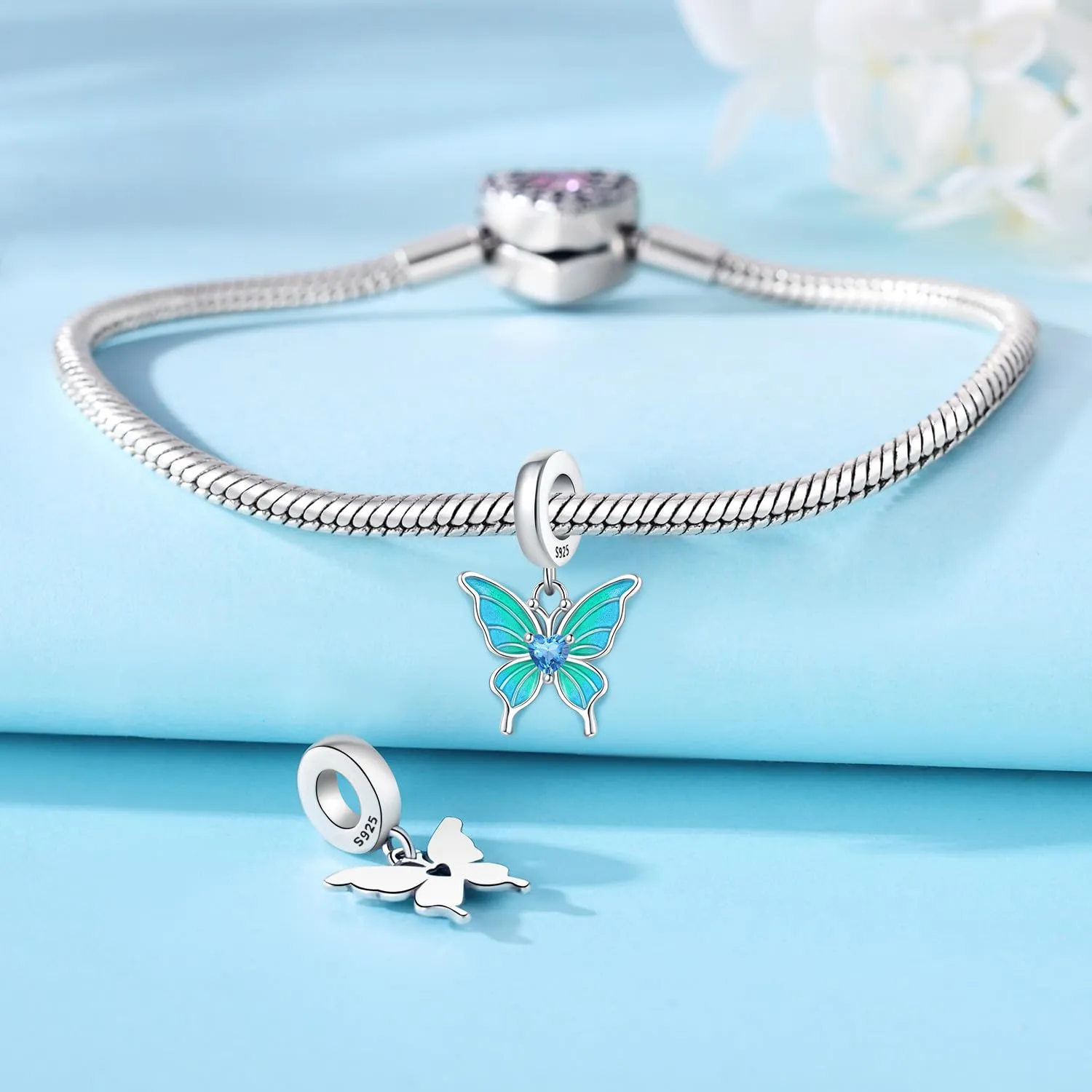 PANPOKI Charms Animali in Argento 925 - Panda, Cane, Gatto, Elefante, Farfalla, Libellula - Ciondoli Compatibili con Pando per Bracciali e Collane - immagine 2