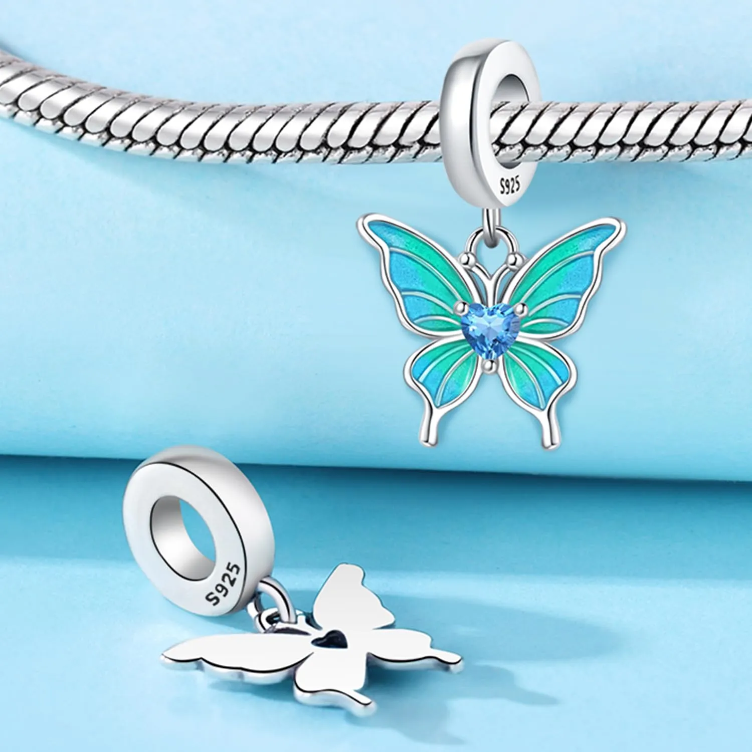 PANPOKI Charms Animali in Argento 925 - Panda, Cane, Gatto, Elefante, Farfalla, Libellula - Ciondoli Compatibili con Pando per Bracciali e Collane - immagine 3