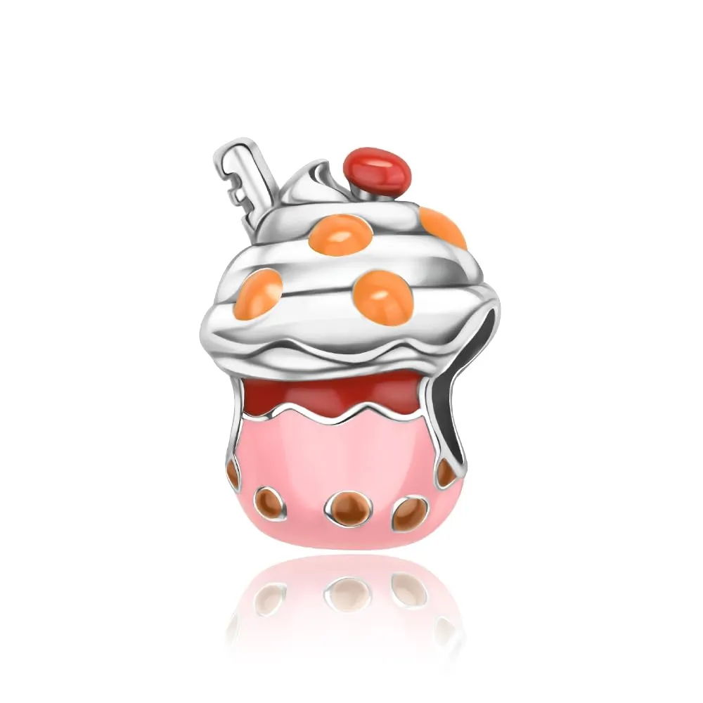 Rimgoris 925 Sterling Silver Ice Cream Food Charm Bracelet and Necklace Pendant with Zirconia - immagine 1