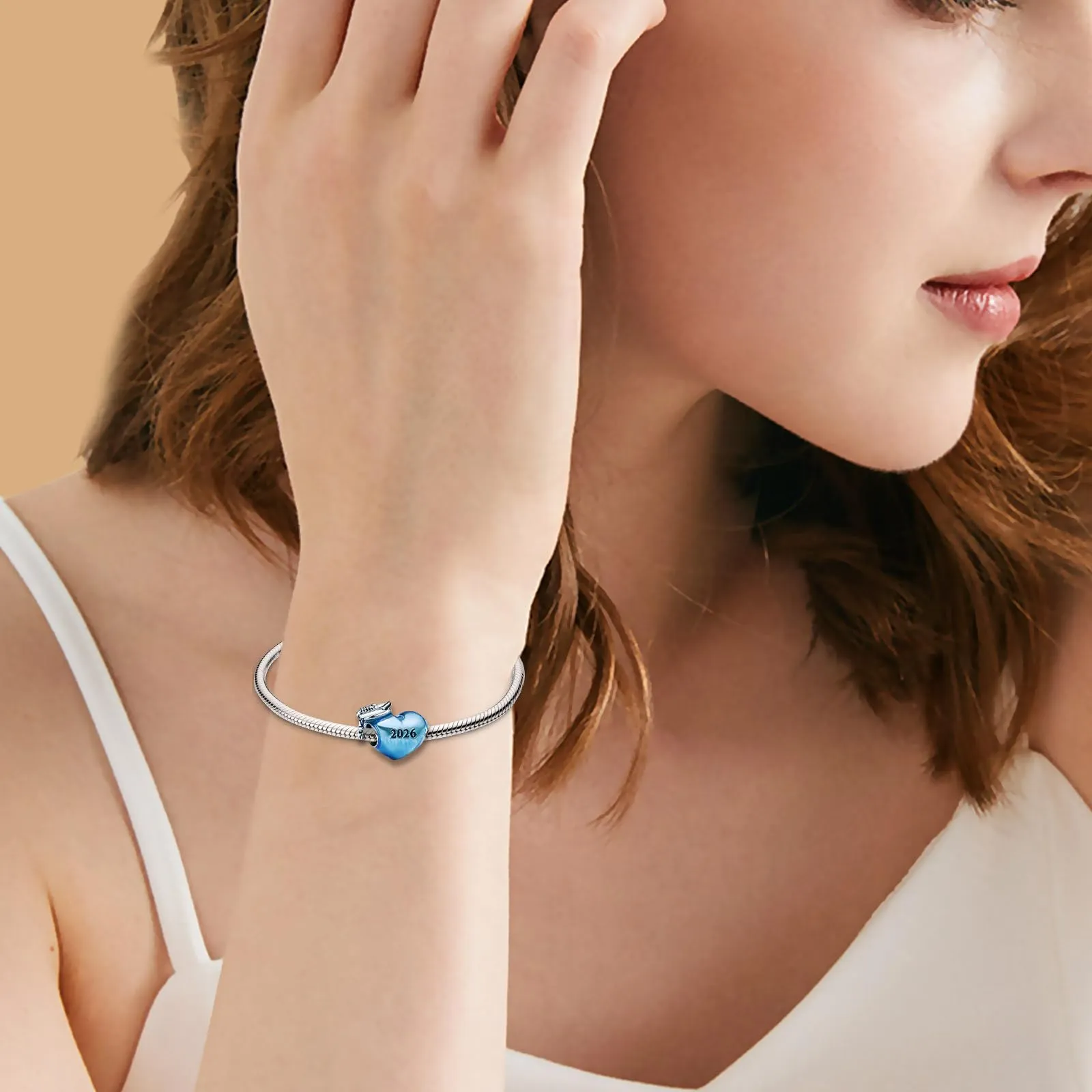 Rimgoris 925 Sterling Silver Blue Heart 2025 Graduation Cap Charm for Bracelet and Necklace with Zirconia - immagine 2