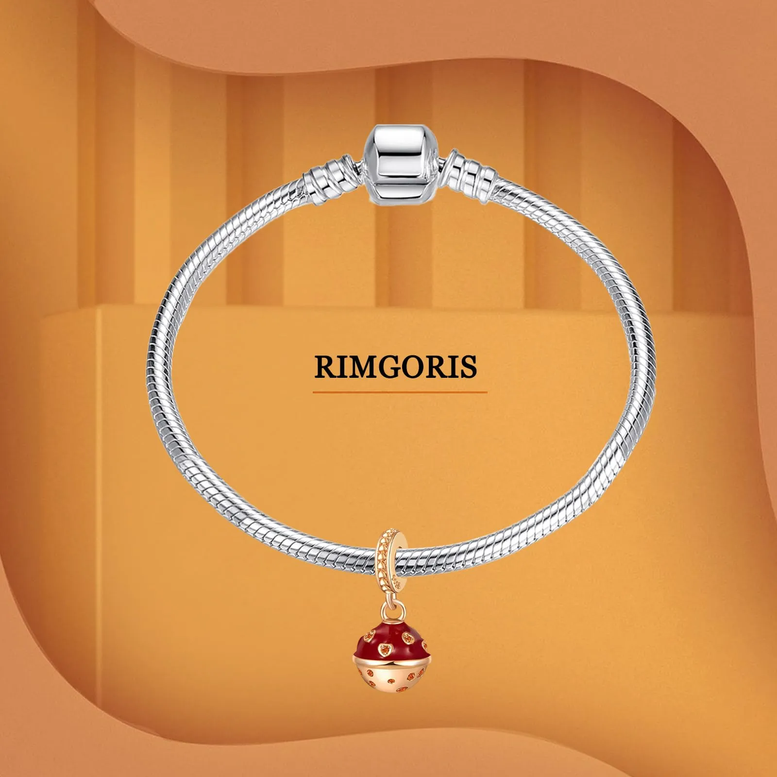 Rimgoris Bracciale e Collana in Argento Sterling 925 con Ciondolo Rotondo in Oro Rosa e Zirconi - immagine 3