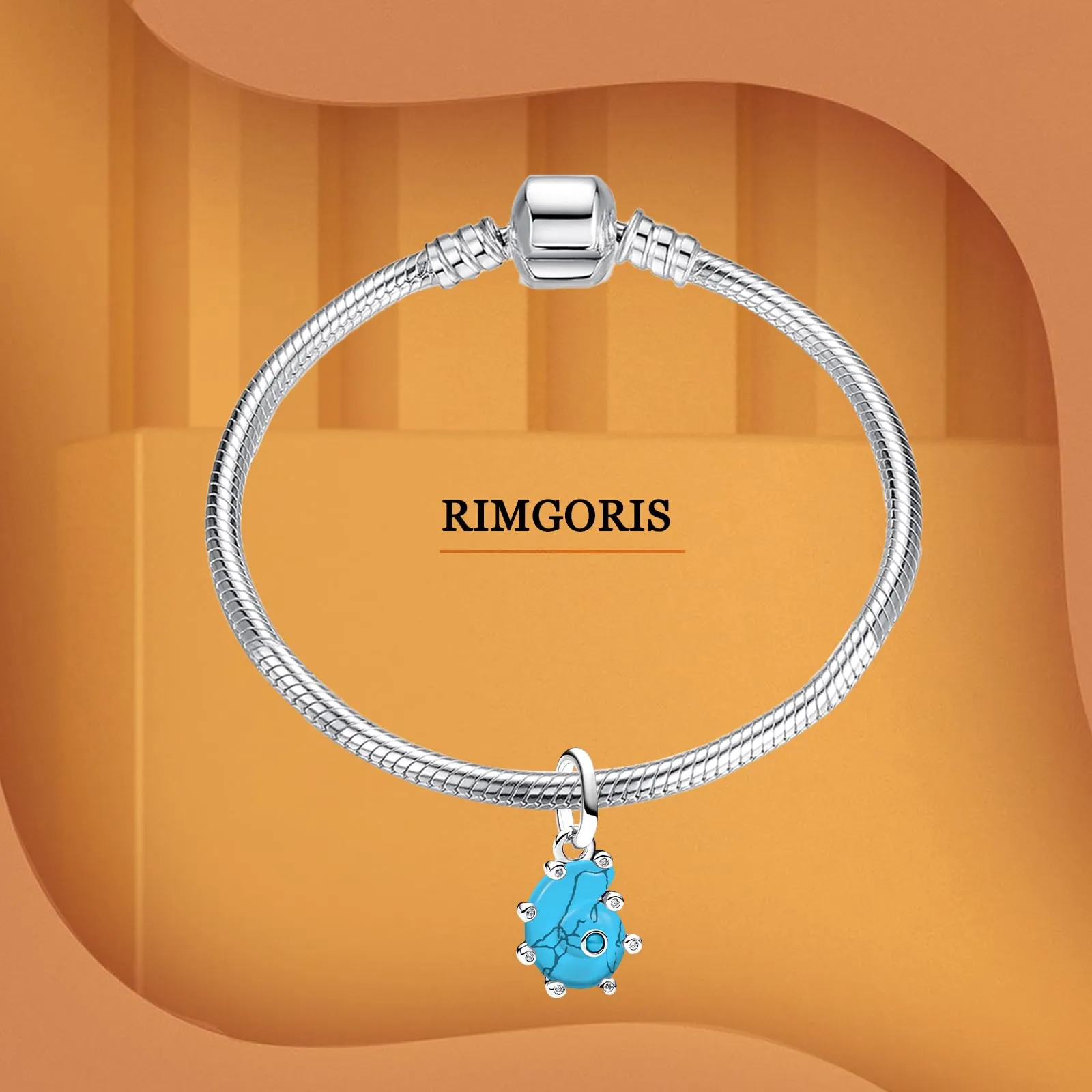 Rimgoris Turquoise Conch Pendant Charms, 925 Sterling Silver with Cubic Zirconia for European Bracelets and Necklaces - immagine 3