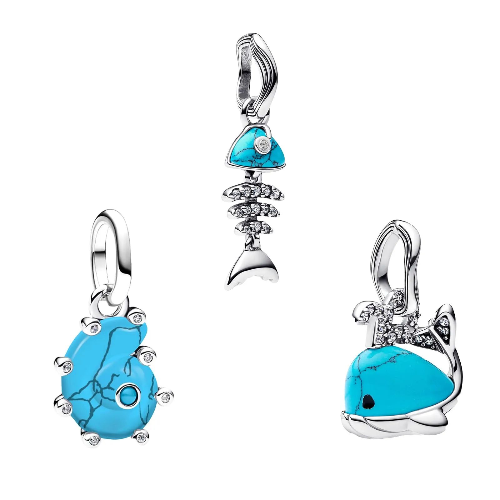Rimgoris Blue Whale Fishbone Conch Charms, 925 Sterling Silver with Cubic Zirconia for European Bracelets and Necklaces for Women - immagine 1