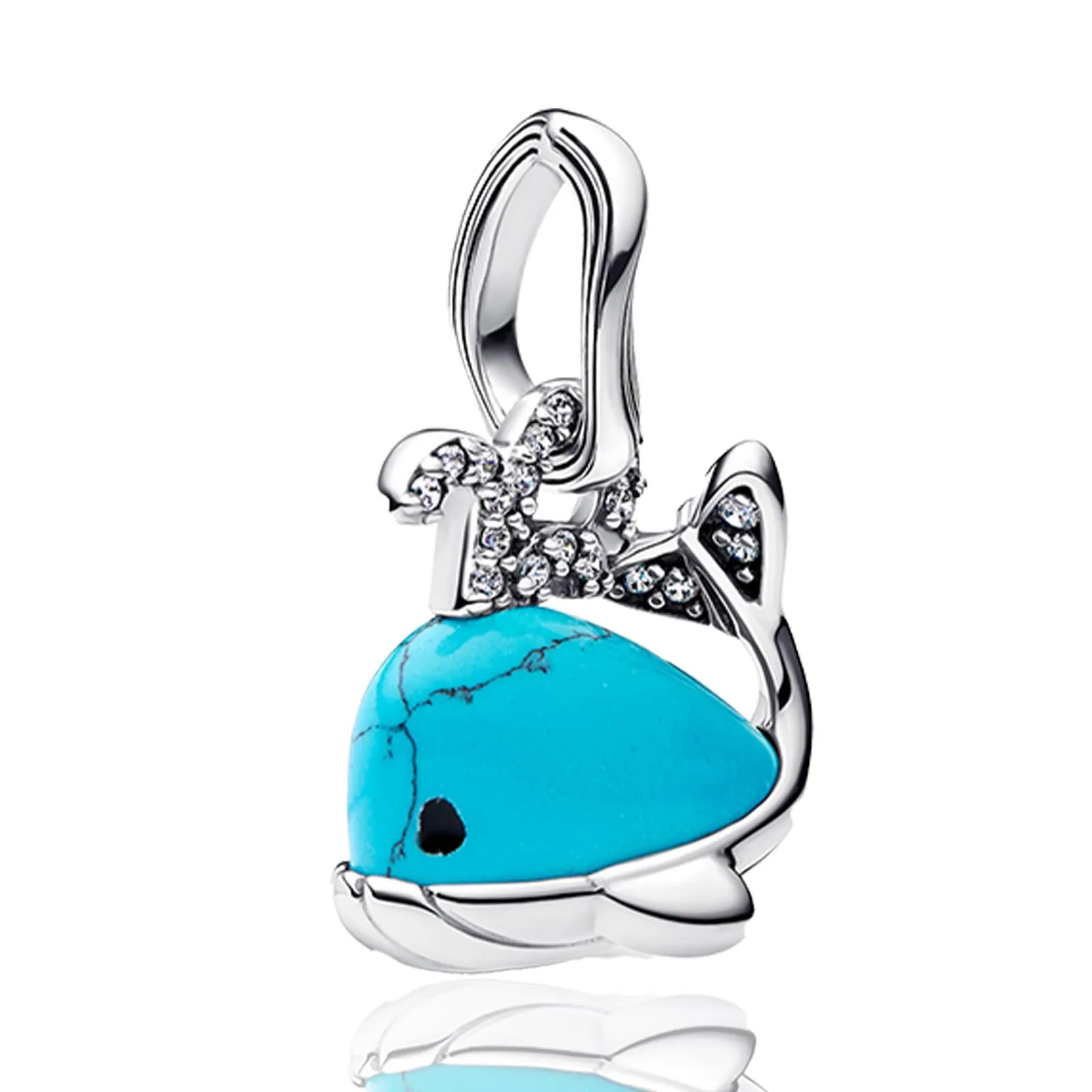 Rimgoris Turquoise Blue Whale Pendant Charms, 925 Sterling Silver with Cubic Zirconia for European Bracelets and Necklaces - immagine 1