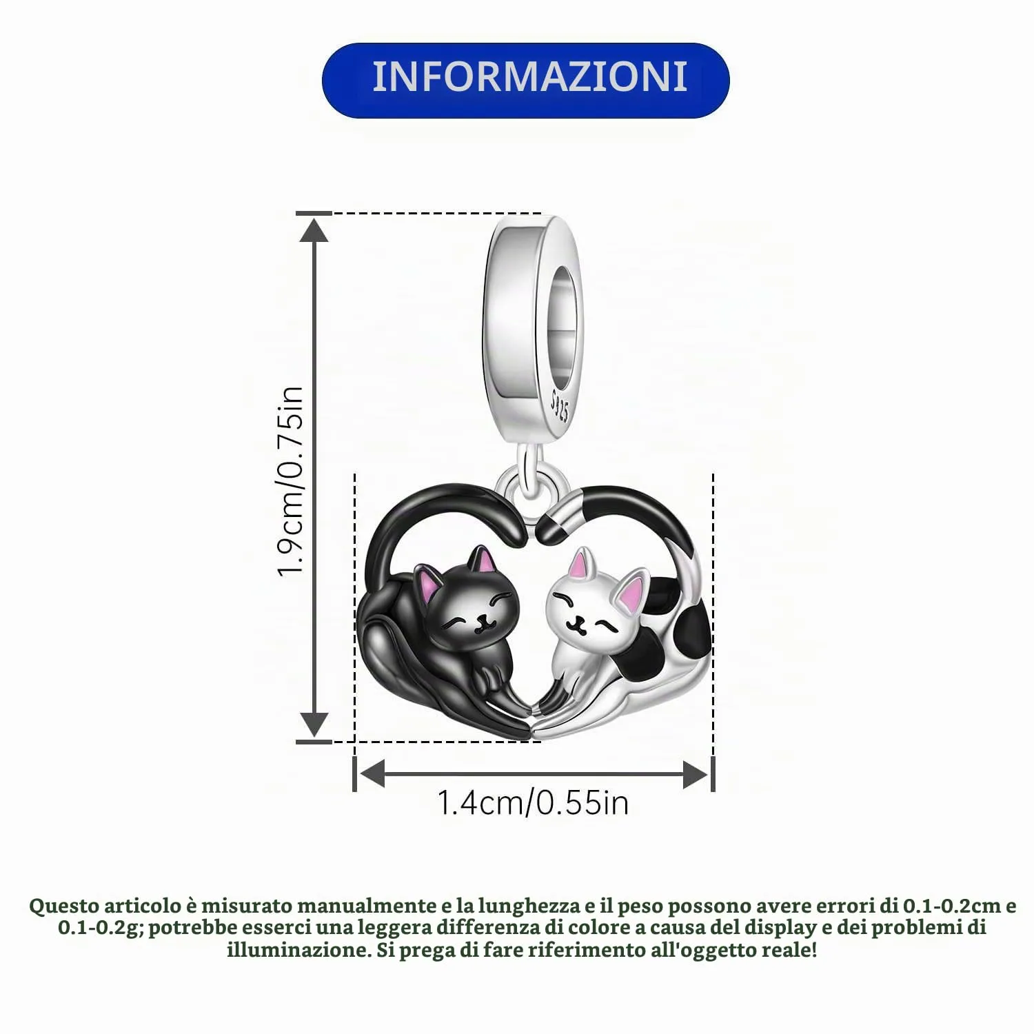 PANPOKI Charms Animali in Argento 925 - Panda, Cane, Gatto, Elefante, Farfalla, Libellula - immagine 4