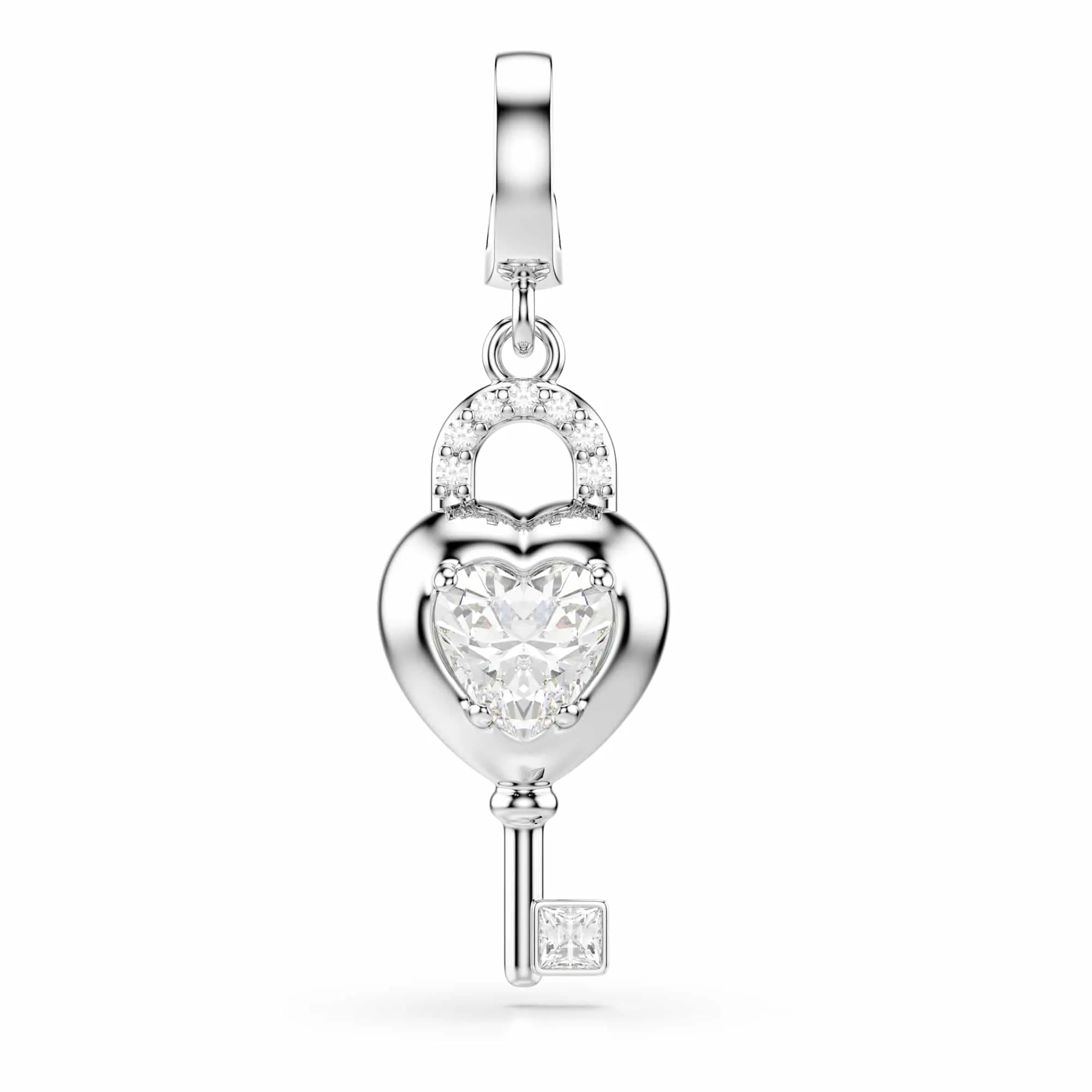 Swarovski Idyllia Charm Heart with Key, White, Rhodium Plated - immagine 1