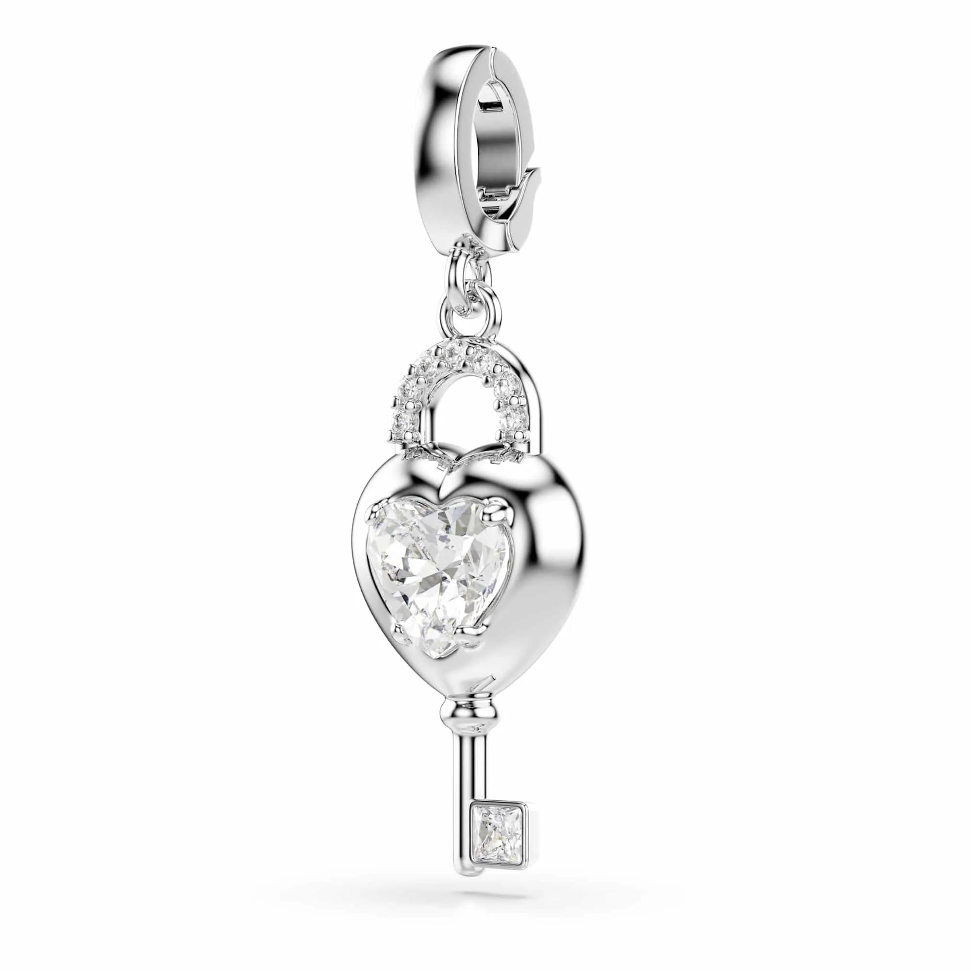 Swarovski Idyllia Charm Heart with Key, White, Rhodium Plated - immagine 2