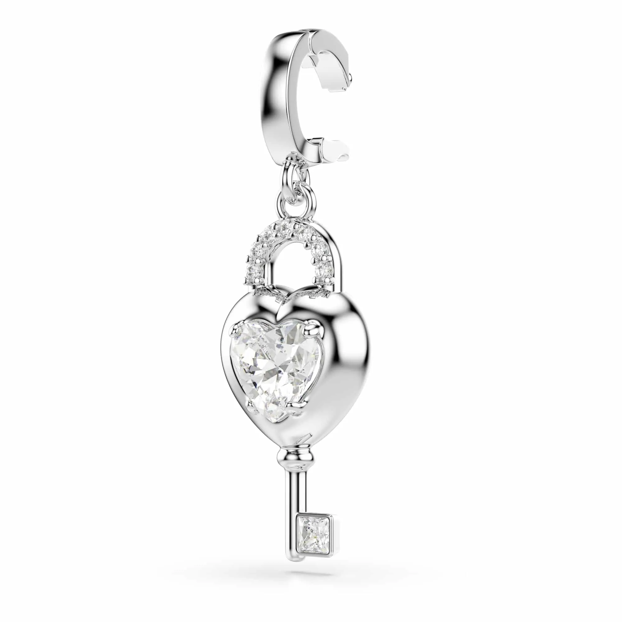 Swarovski Idyllia Charm Heart with Key, White, Rhodium Plated - immagine 3