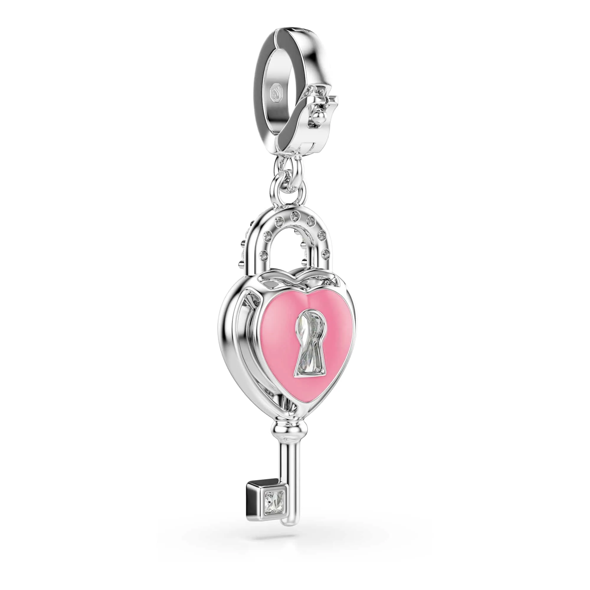 Swarovski Idyllia Charm Heart with Key, White, Rhodium Plated - immagine 5