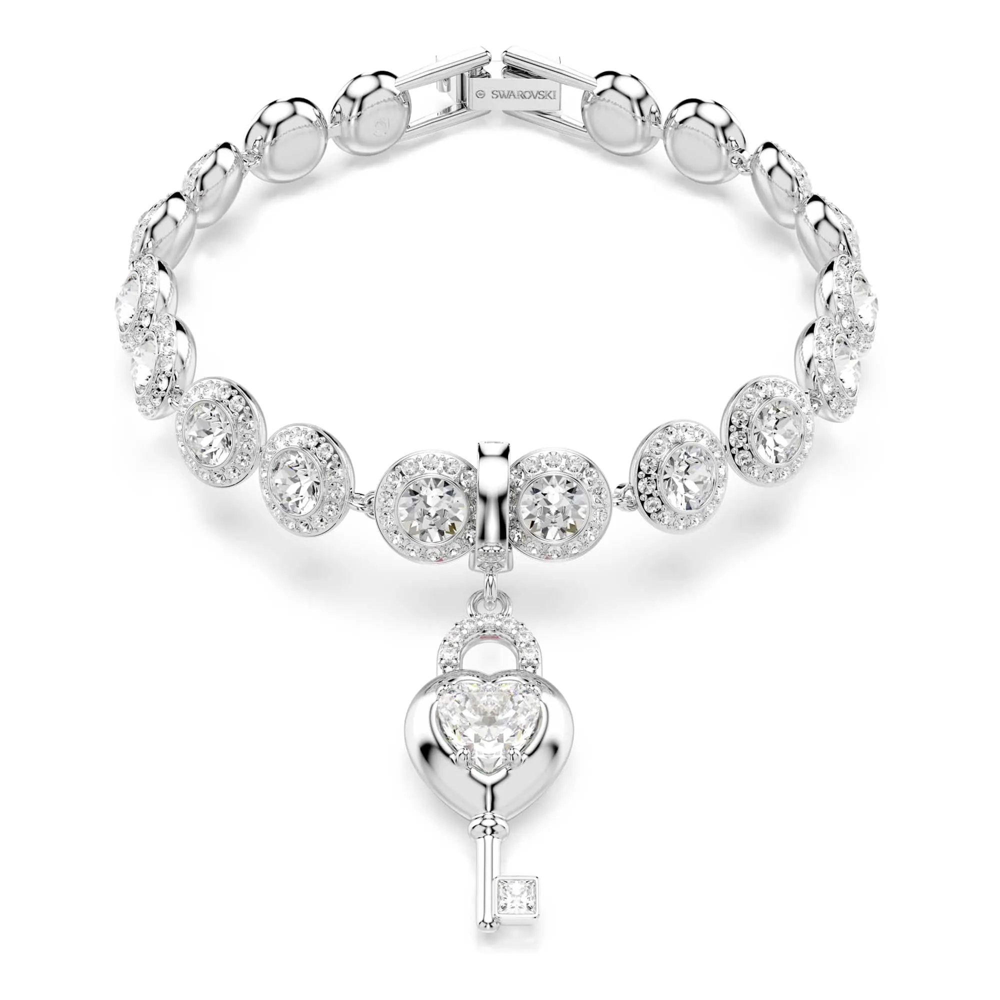 Swarovski Idyllia Charm Heart with Key, White, Rhodium Plated - immagine 6