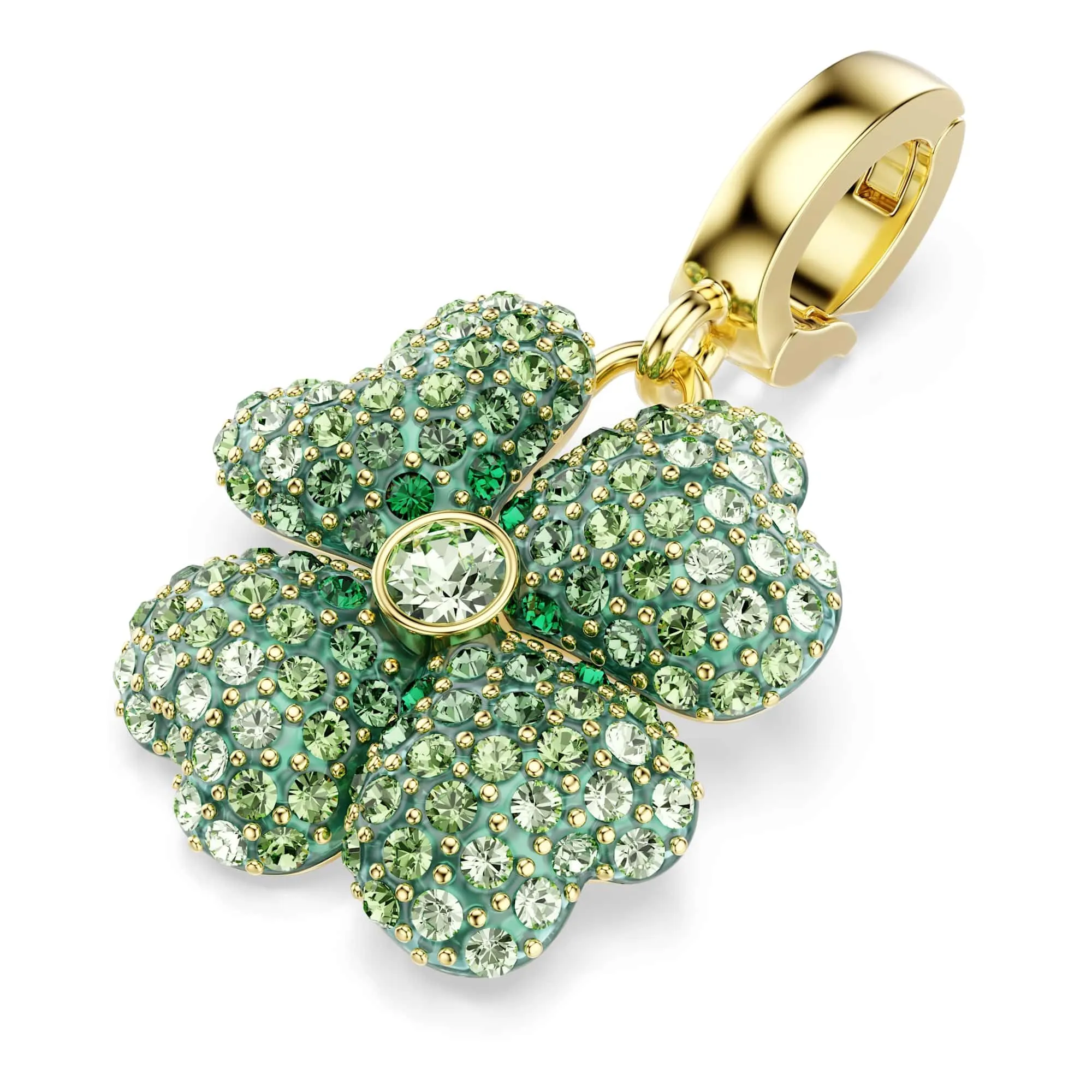 Swarovski Charm Idyllia Quadrifoglio Verde Placcato color oro - immagine 4