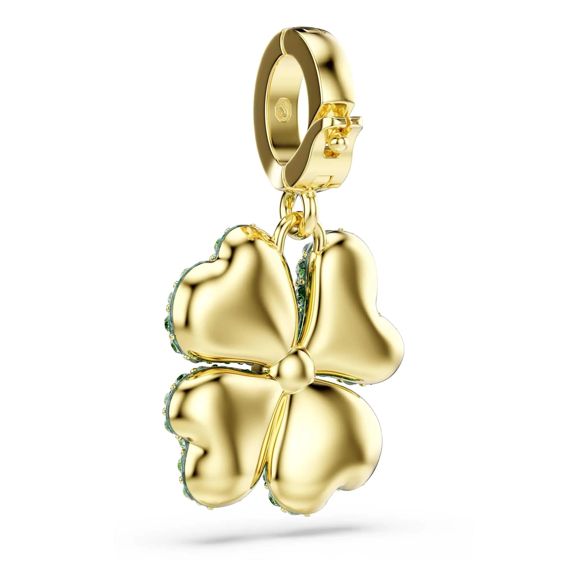 Swarovski Charm Idyllia Quadrifoglio Verde Placcato color oro - immagine 5
