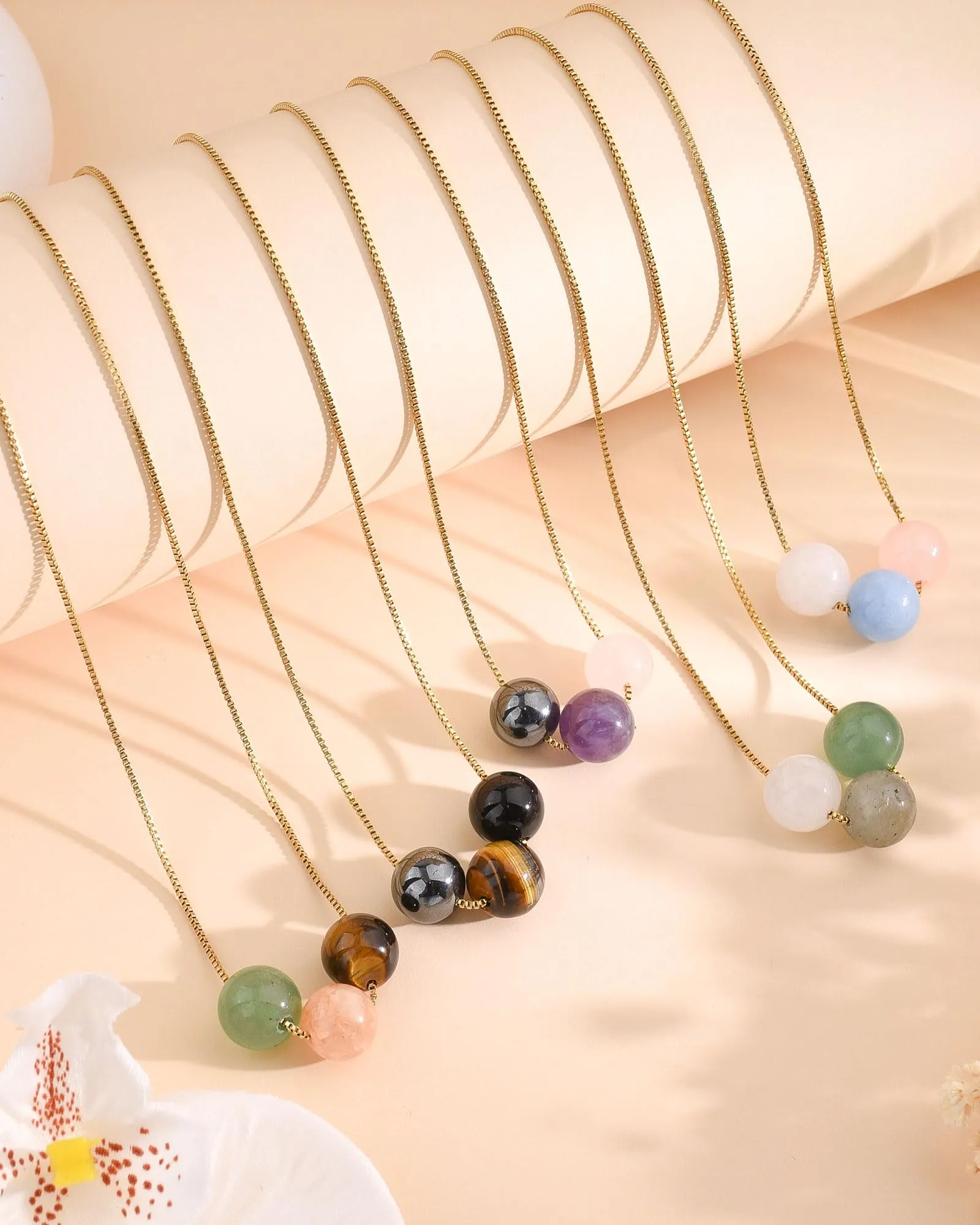 Cheerslife Collana Donna in Pietre Naturali Ematite, Occhio di Tigre e Tormalina Nera - immagine 5