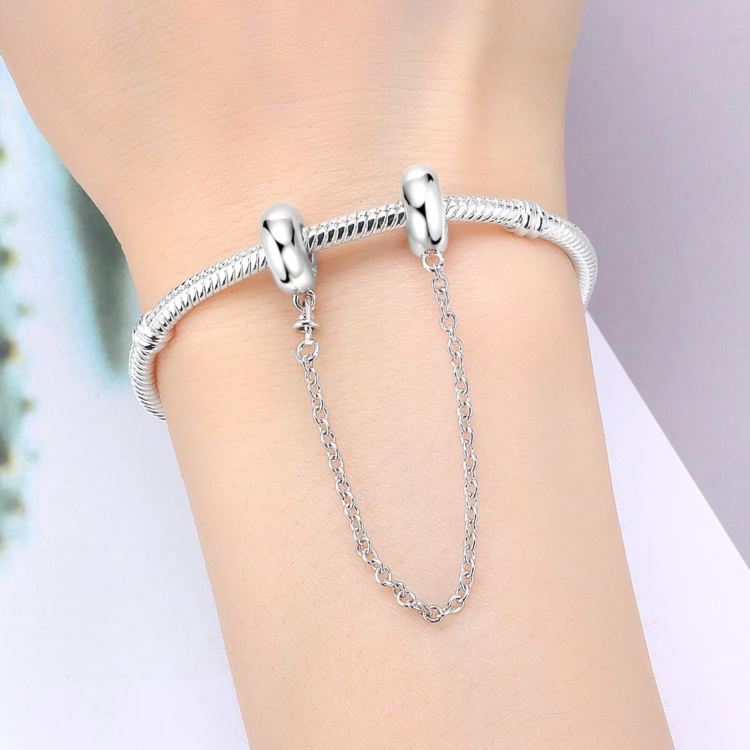 PANPOKI Perline Distanziali per Braccialetti e Collane in Argento Sterling 925 con Zirconi Cubici Lisci e Pavé (Bianco, Blu, Placcato Oro 18K) - immagine 4