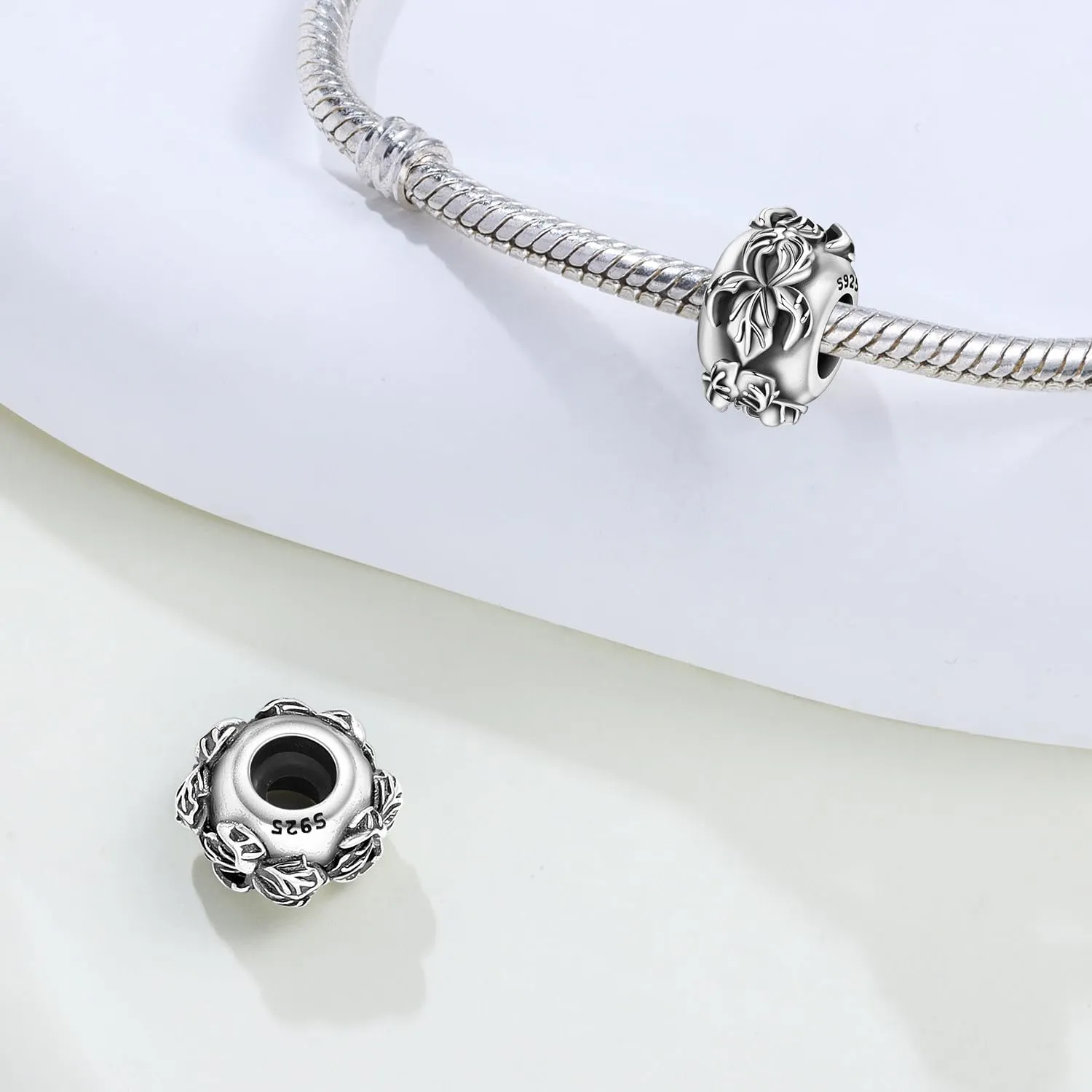 PANPOKI Perline distanziali in argento 925 con zirconia cubica per braccialetto, 2 pezzi - immagine 2