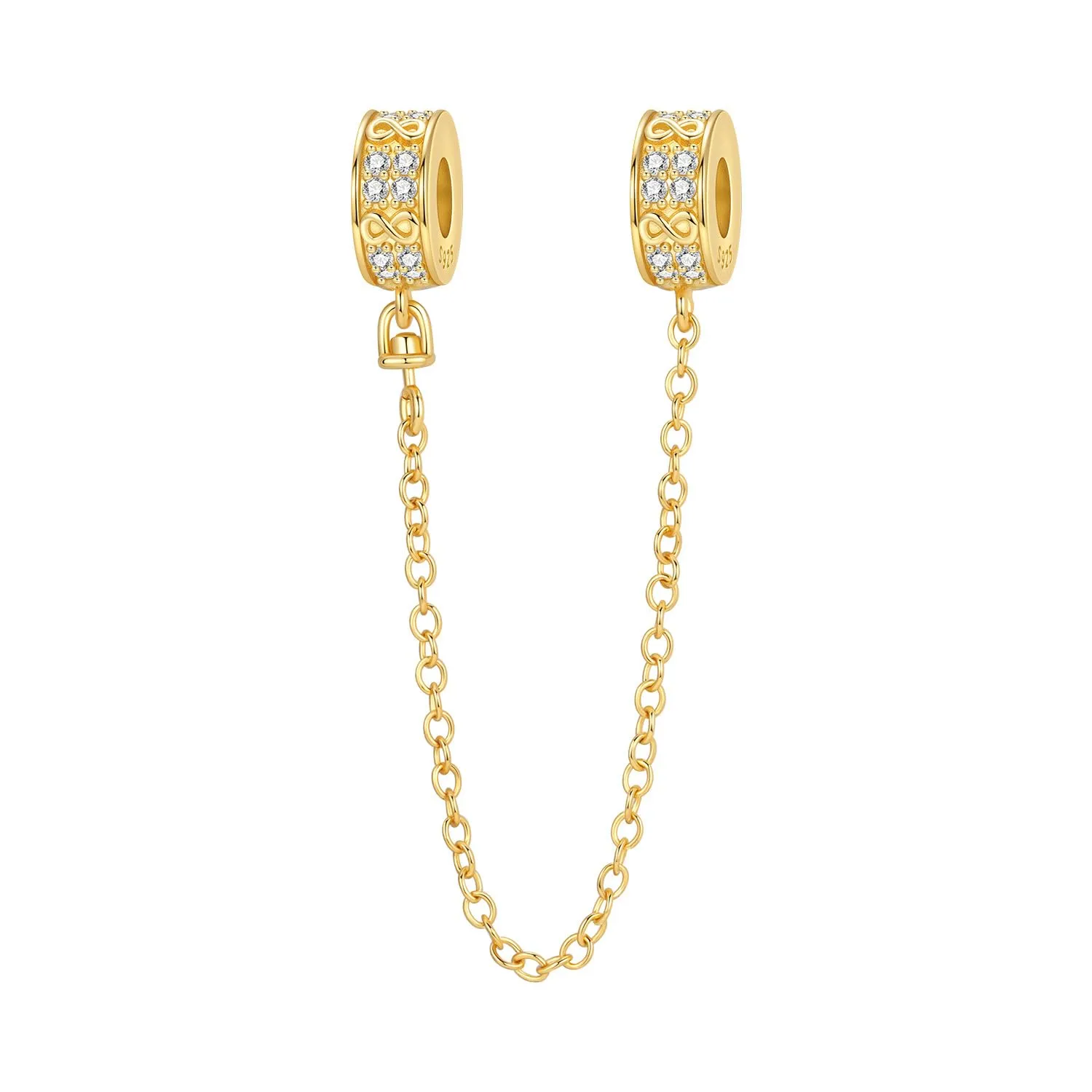PANPOKI Catenina di Sicurezza in Argento Sterling 925 con Zirconi, Design Infinito per Braccialetti con Charm - immagine 1