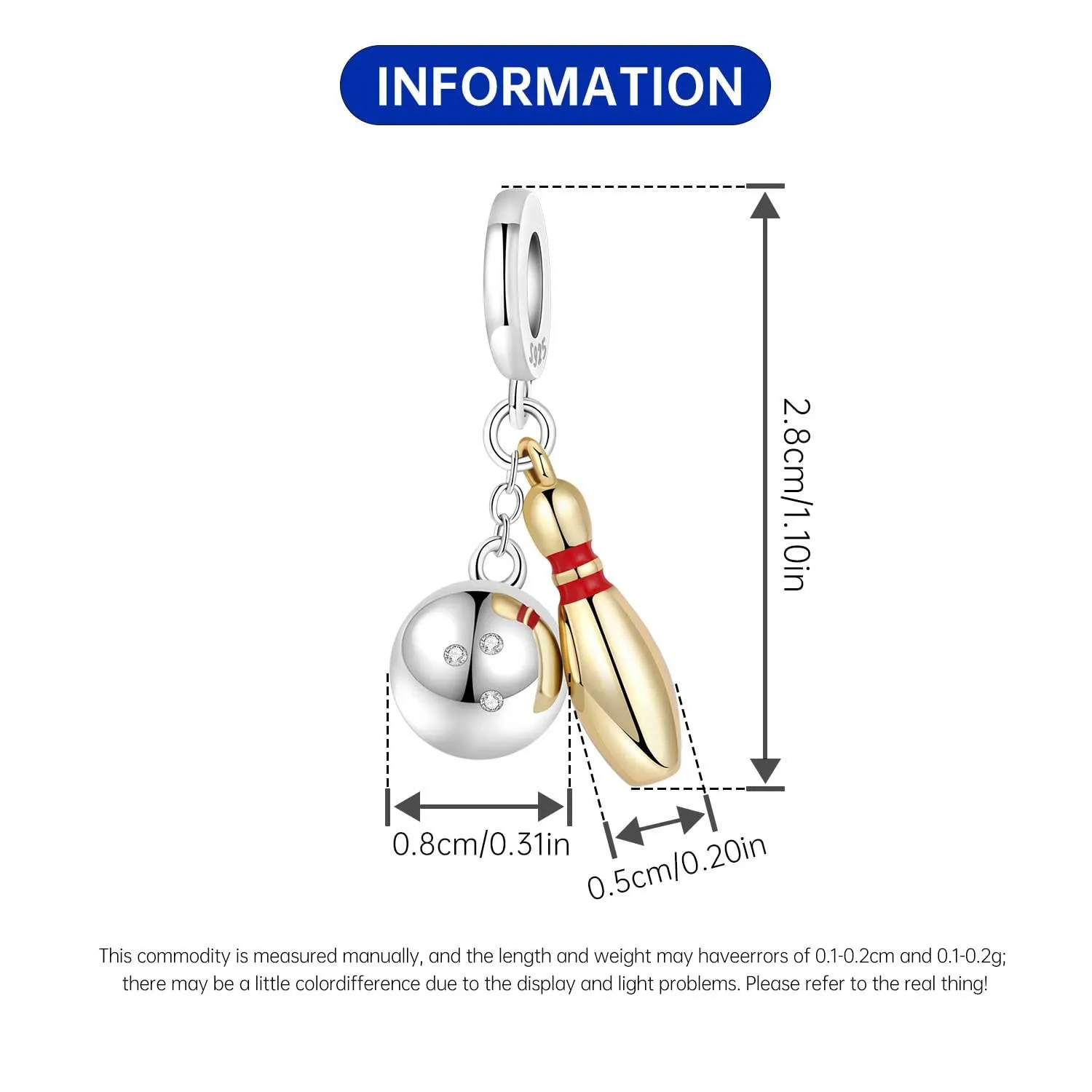 PANPOKI Ciondolo in Argento Sterling 925 da Donna, Sport e Musica, con Zircone - immagine 4