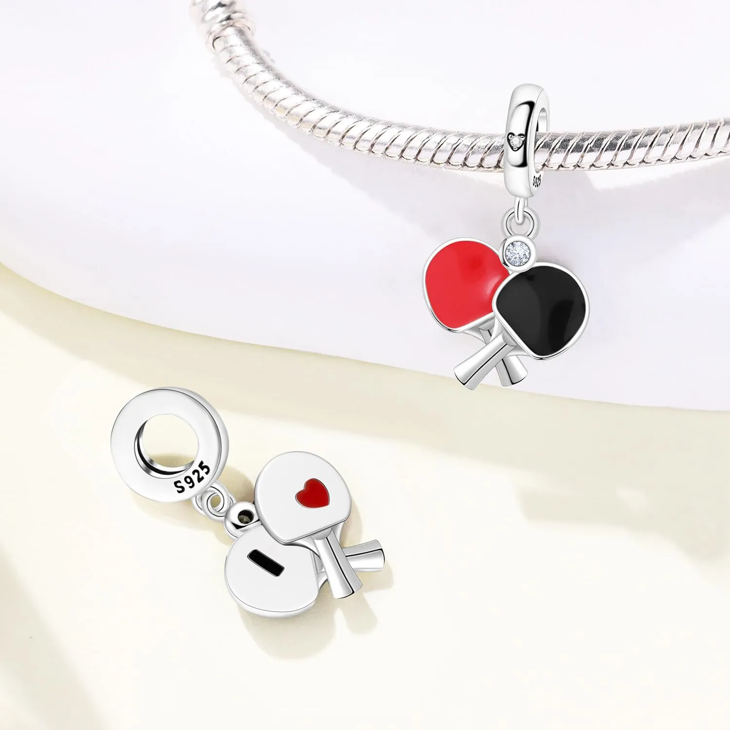PANPOKI Ciondolo in Argento Sterling 925 per Donna, Sport e Hobby (Musica, Pallavolo, Ping Pong, Bowling, Tennis, Surf) con Zircone - immagine 2