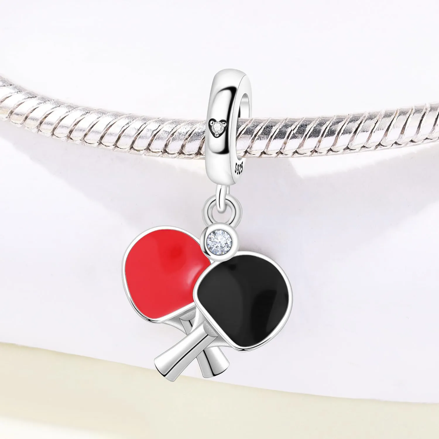 PANPOKI Ciondolo in Argento Sterling 925 per Donna, Sport e Hobby (Musica, Pallavolo, Ping Pong, Bowling, Tennis, Surf) con Zircone - immagine 3