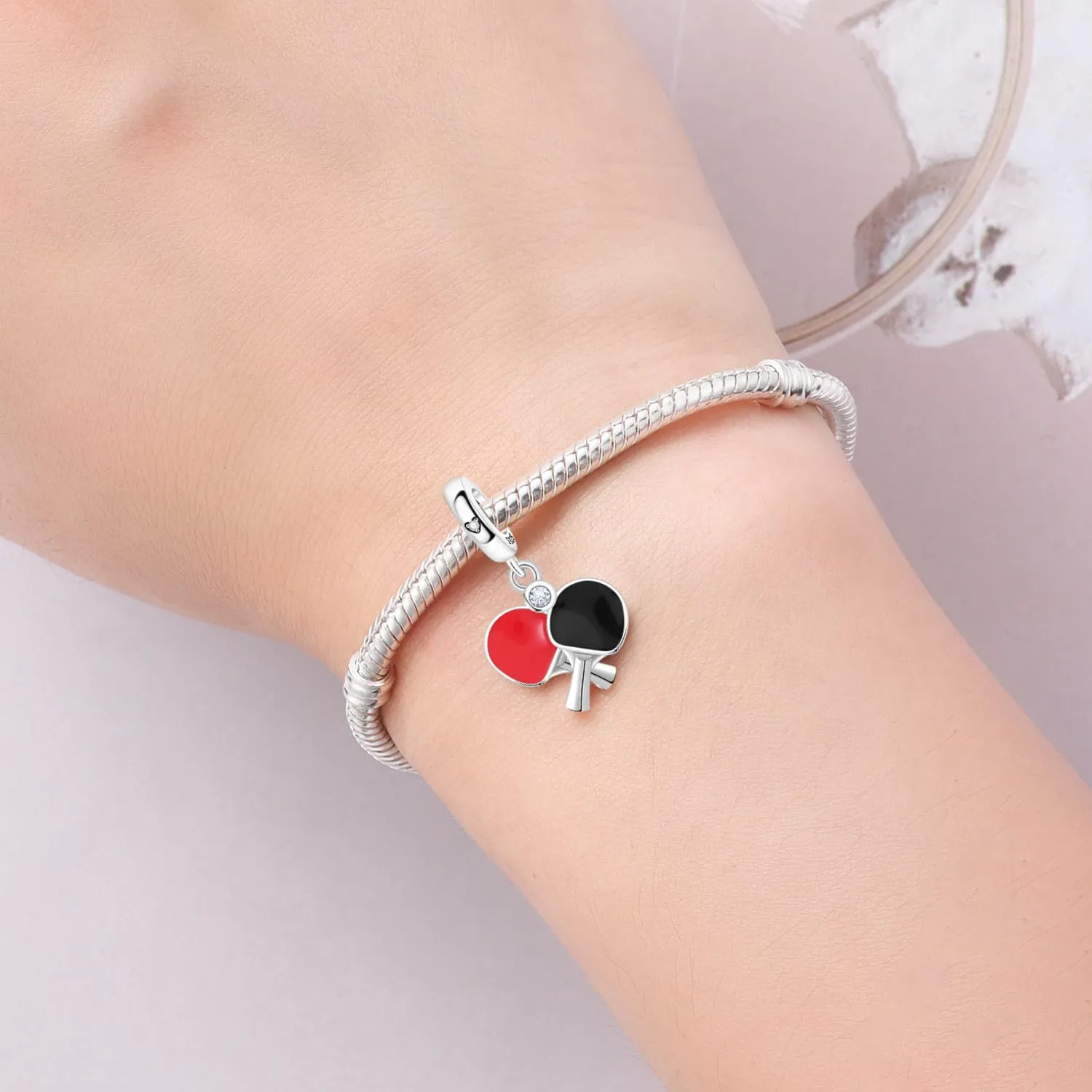 PANPOKI Ciondolo in Argento Sterling 925 per Donna, Sport e Hobby (Musica, Pallavolo, Ping Pong, Bowling, Tennis, Surf) con Zircone - immagine 5
