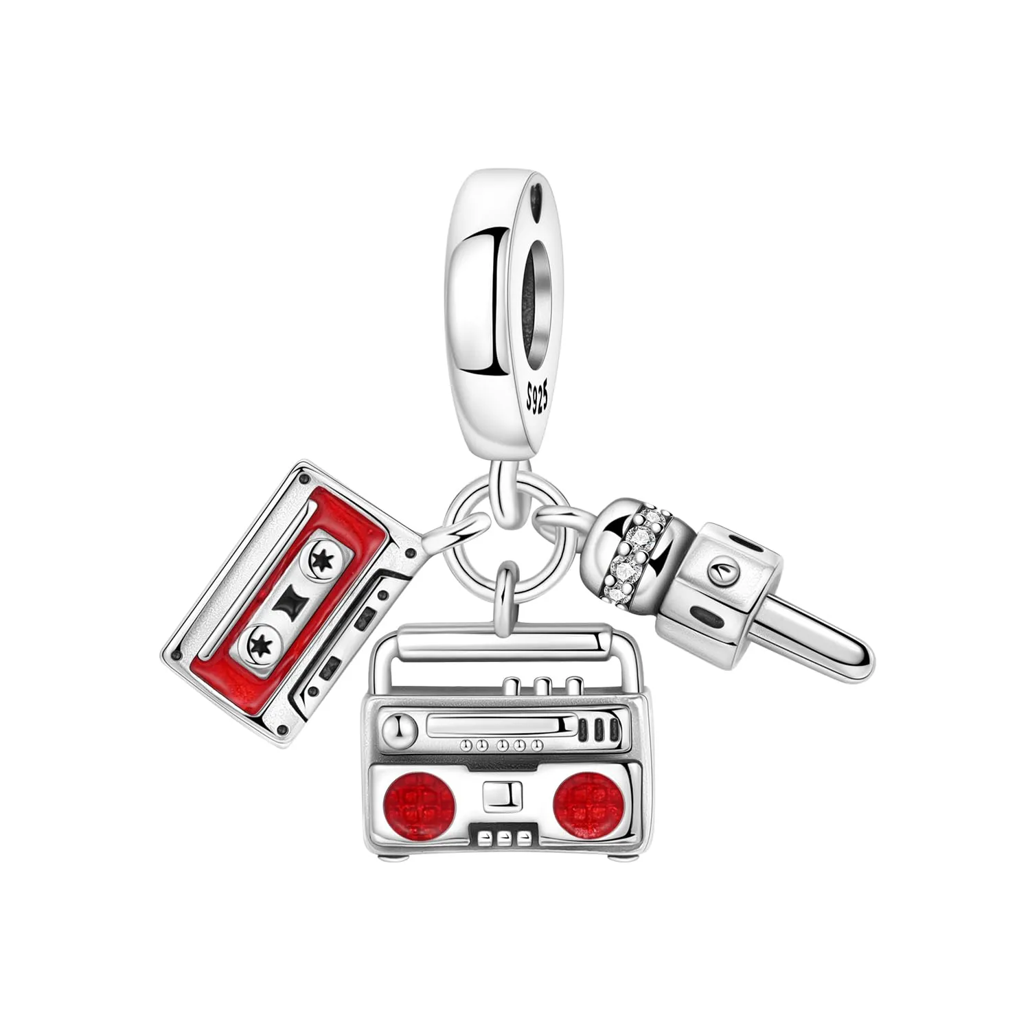 PANPOKI Ciondolo in Argento Sterling 925 da Donna, Musica, Pallavolo, Ping Pong, Bowling, Tennis, Surf, con Zircone - immagine 1