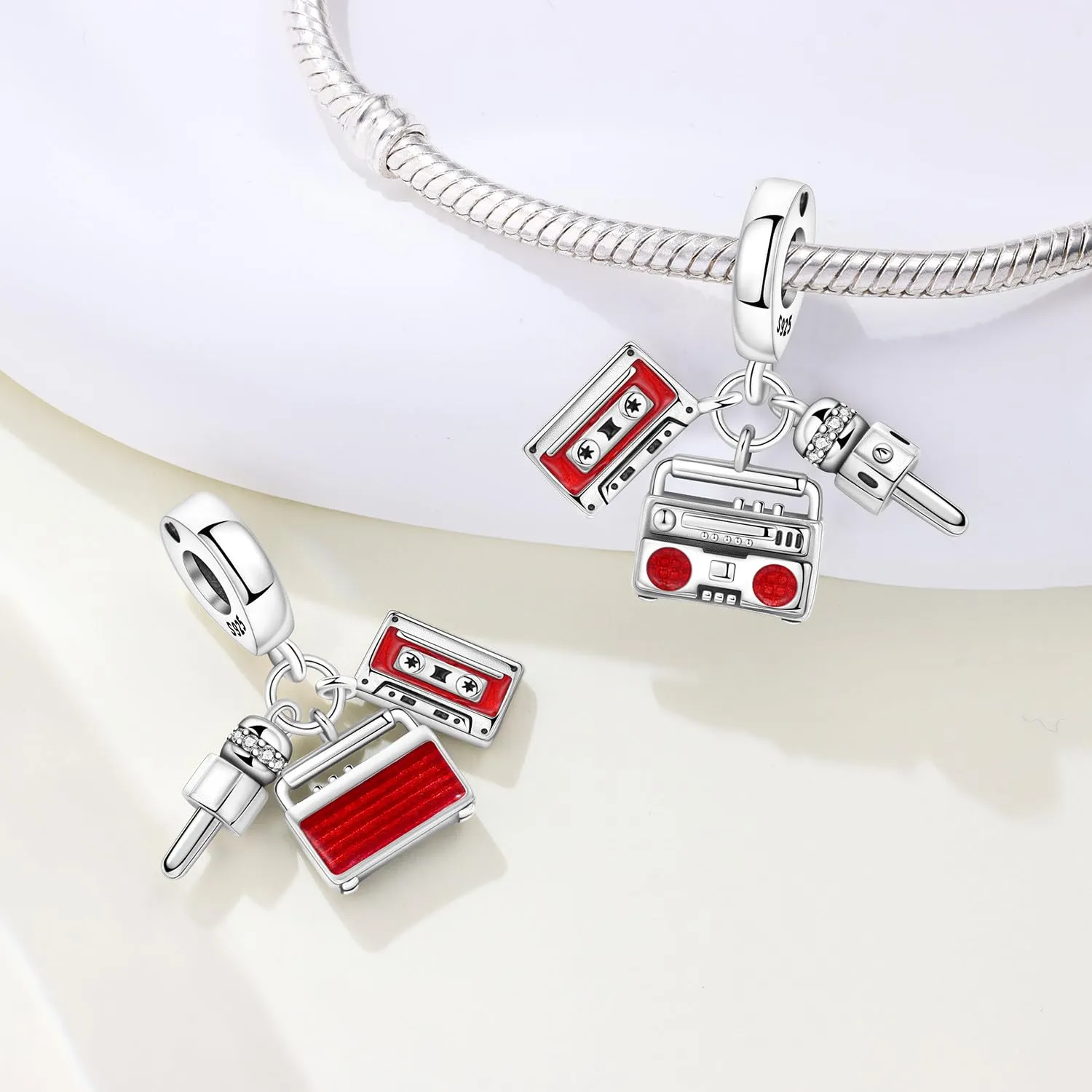PANPOKI Ciondolo in Argento Sterling 925 da Donna, Musica, Pallavolo, Ping Pong, Bowling, Tennis, Surf, con Zircone - immagine 2