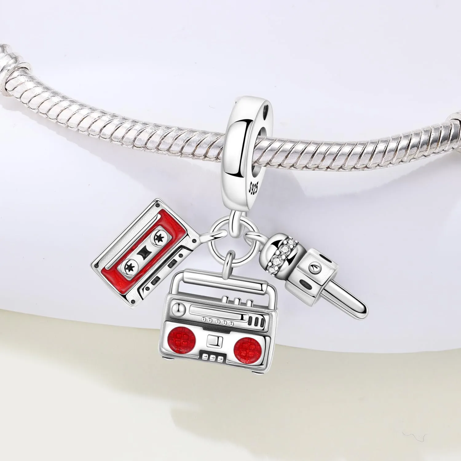 PANPOKI Ciondolo in Argento Sterling 925 da Donna, Musica, Pallavolo, Ping Pong, Bowling, Tennis, Surf, con Zircone - immagine 3