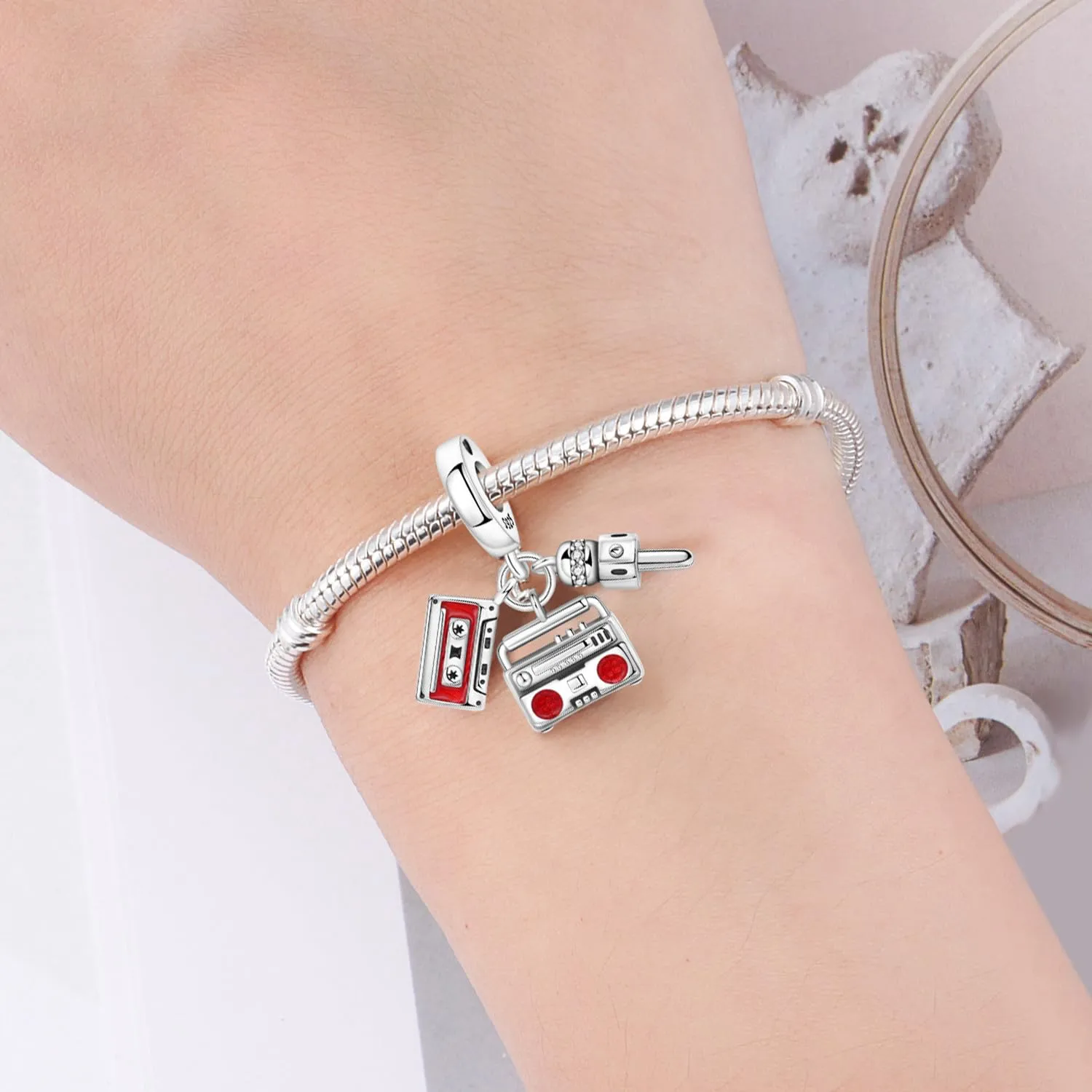 PANPOKI Ciondolo in Argento Sterling 925 da Donna, Musica, Pallavolo, Ping Pong, Bowling, Tennis, Surf, con Zircone - immagine 5
