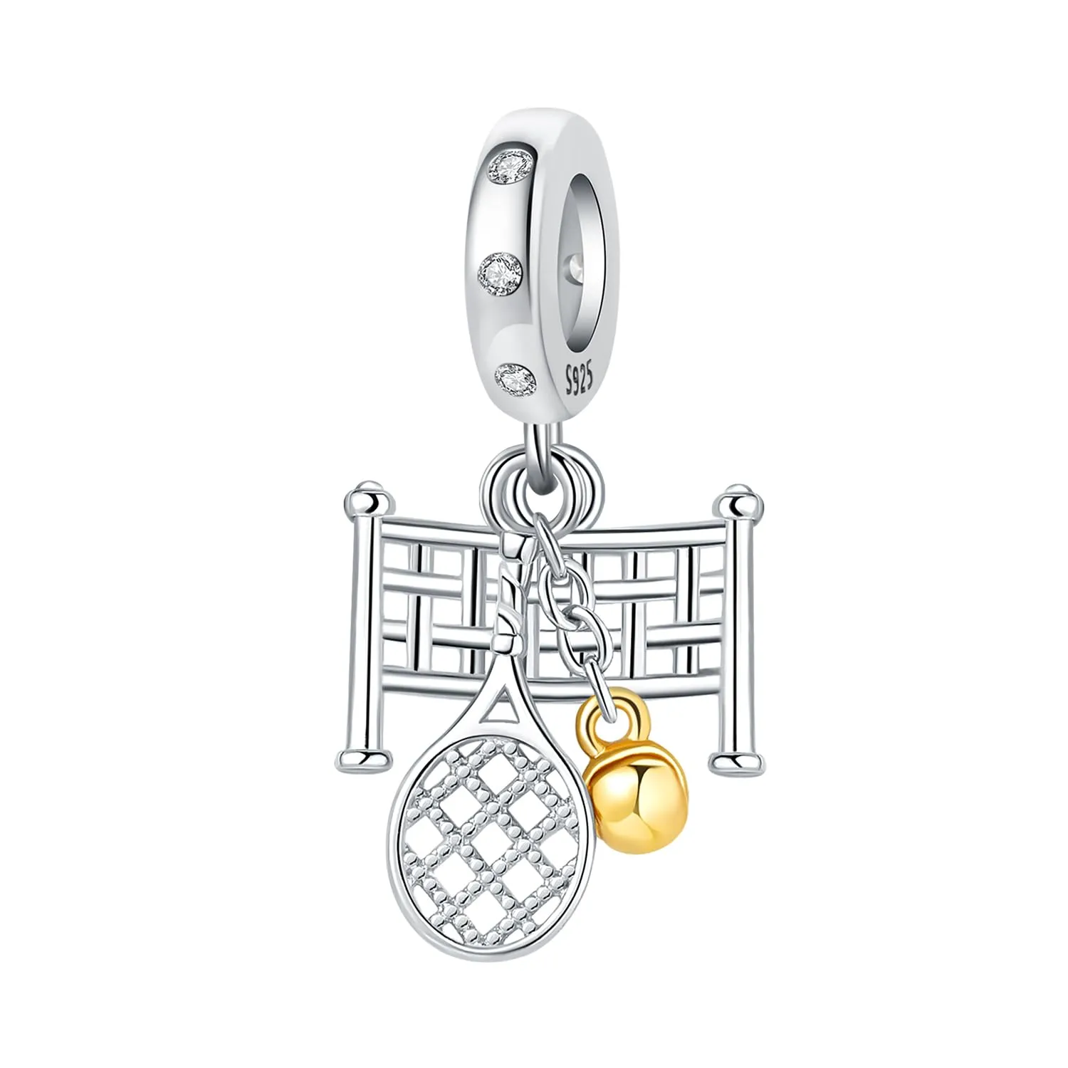 PANPOKI Ciondolo in Argento Sterling 925 per Donna, Sport e Hobby (Musica, Pallavolo, Ping Pong, Bowling, Tennis, Surf) con Zircone - immagine 1