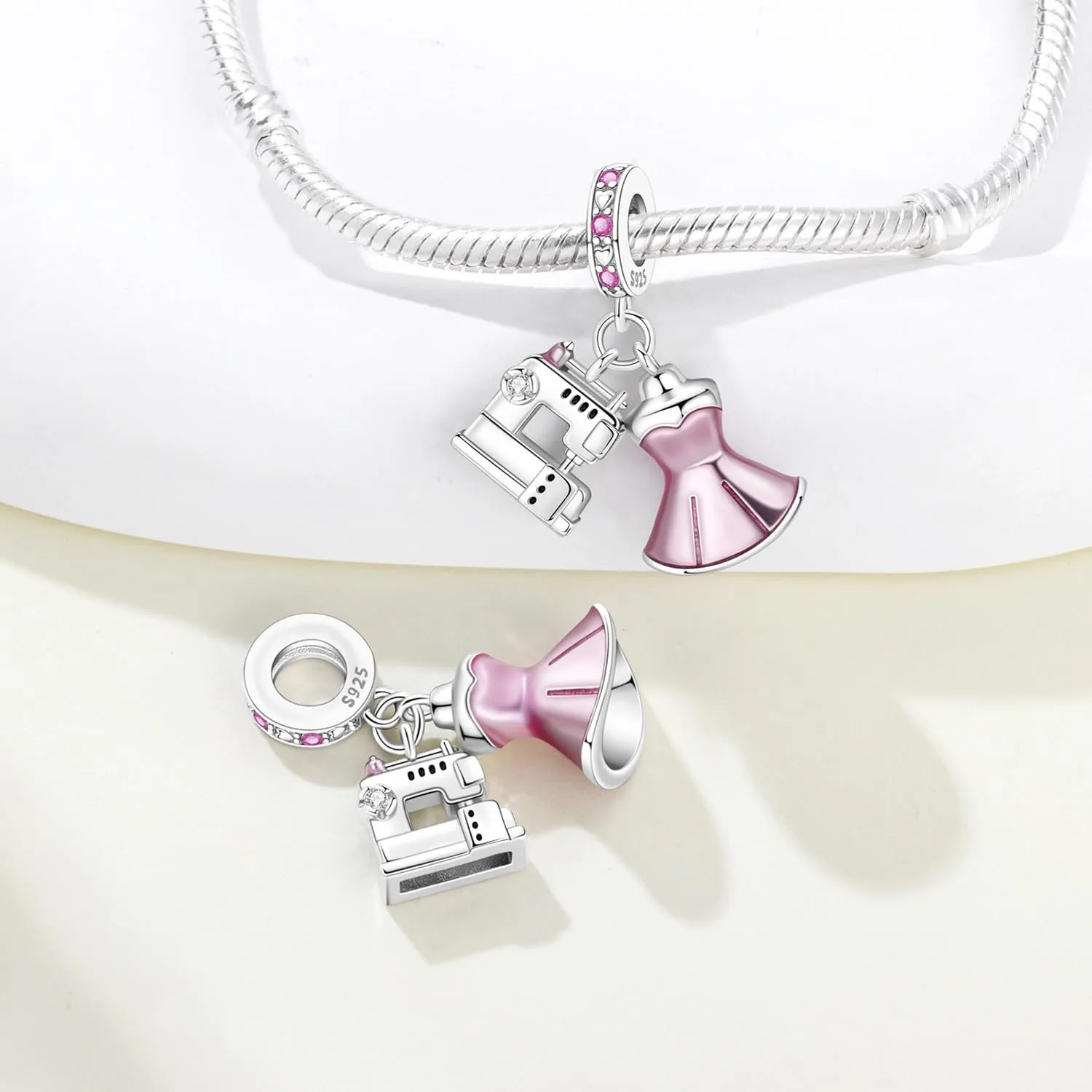 PANPOKI Ciondolo in Argento Sterling 925 da Donna - Musica, Pallavolo, Ping Pong, Bowling, Tennis, Surf con Zircone - immagine 2