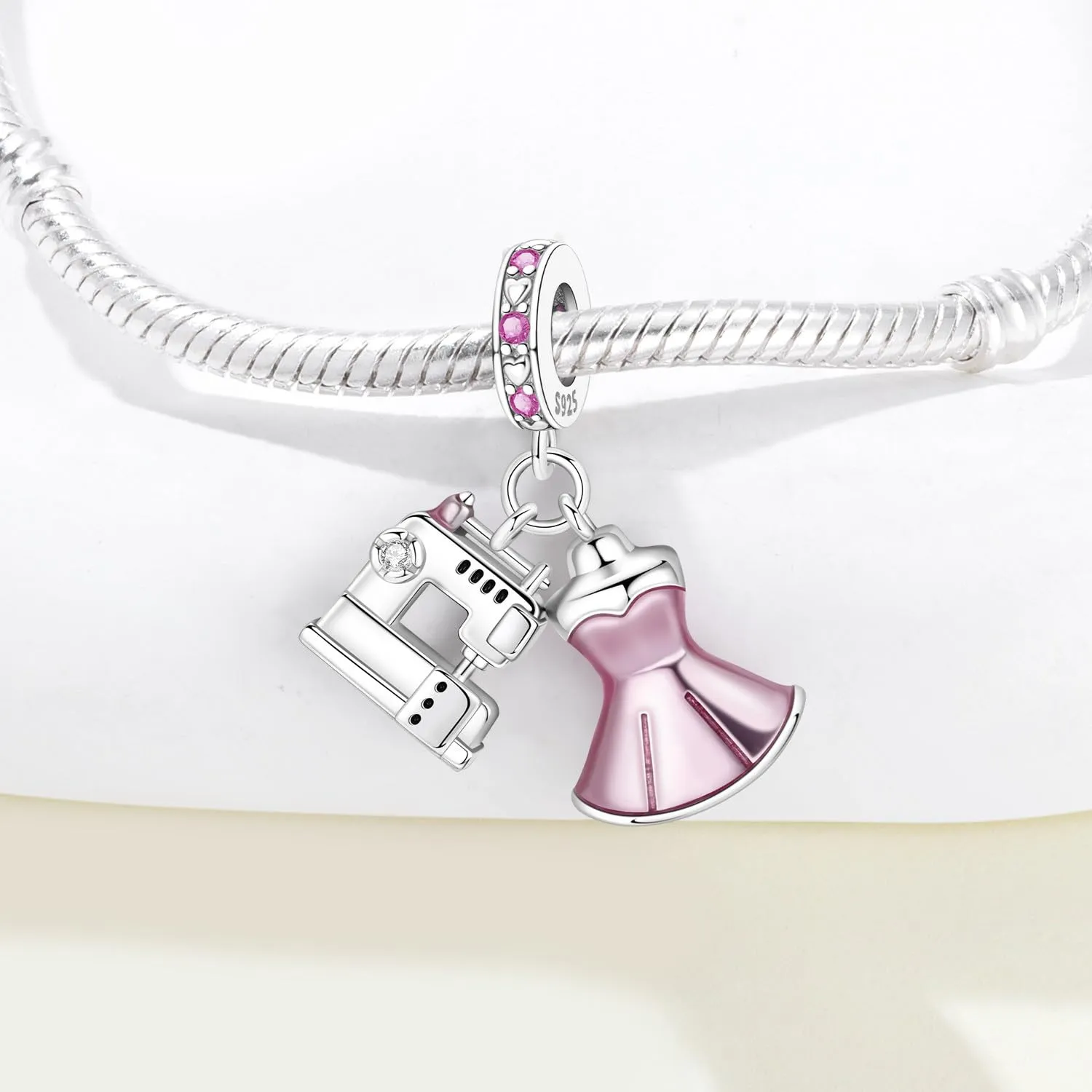 PANPOKI Ciondolo in Argento Sterling 925 da Donna - Musica, Pallavolo, Ping Pong, Bowling, Tennis, Surf con Zircone - immagine 3
