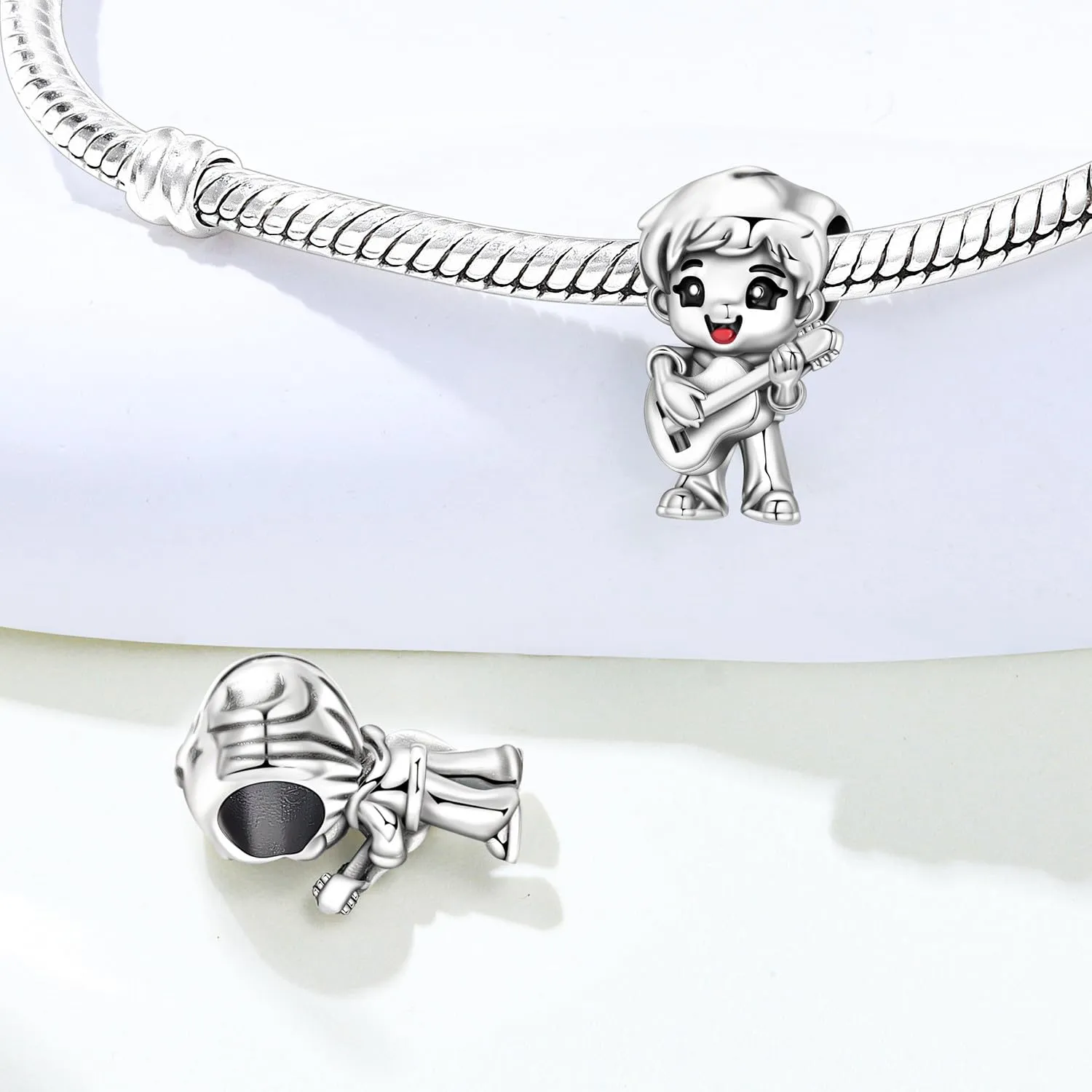 PANPOKI Ciondolo a forma di cuore "Family" in argento Sterling 925 e Zircone per braccialetti - immagine 2