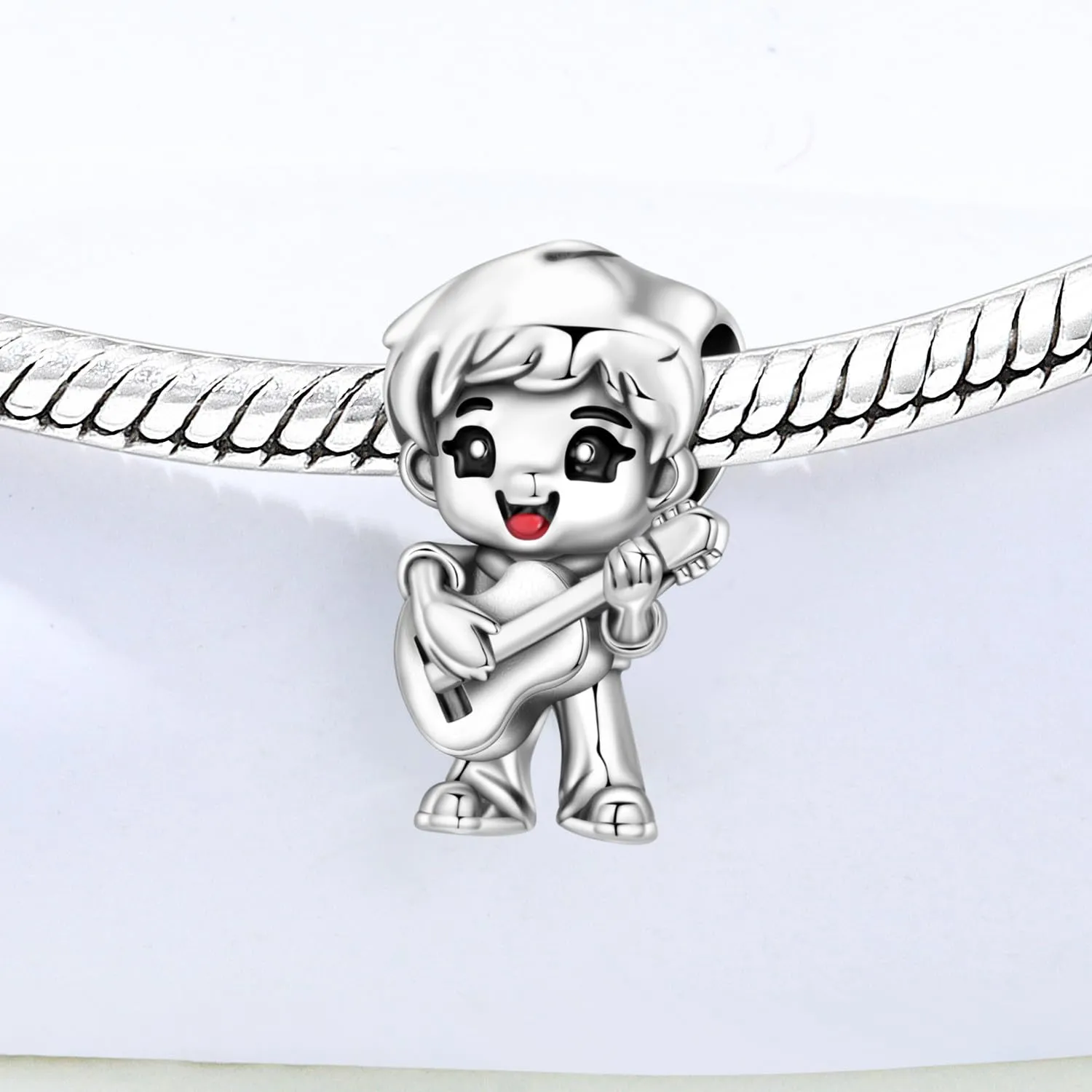 PANPOKI Ciondolo a forma di cuore "Family" in argento Sterling 925 e Zircone per braccialetti - immagine 3