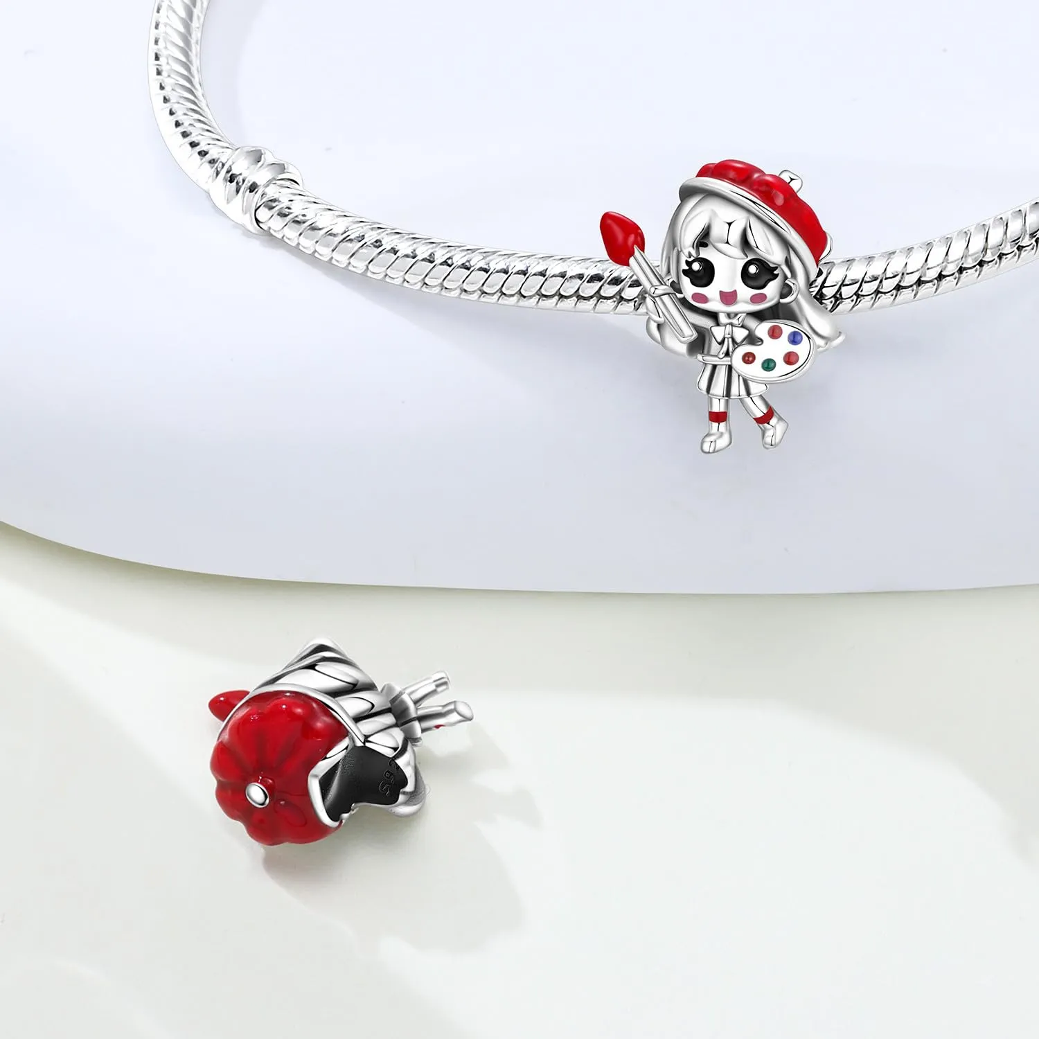 PANPOKI Perline con charm a forma di cuore in argento Sterling 925 per braccialetti, set famiglia (infermiera, madre figlia, sorelle, bambino, bambina) - immagine 2