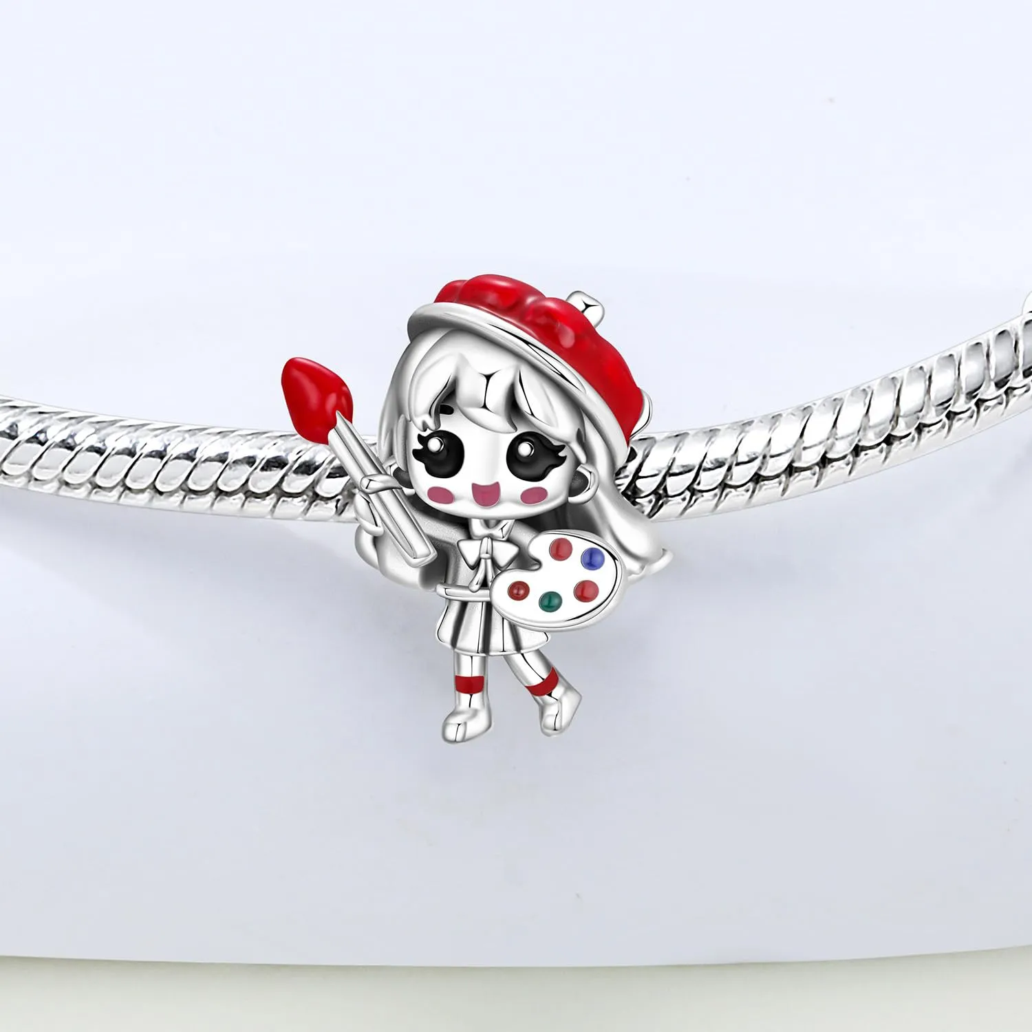 PANPOKI Perline con charm a forma di cuore in argento Sterling 925 per braccialetti, set famiglia (infermiera, madre figlia, sorelle, bambino, bambina) - immagine 3
