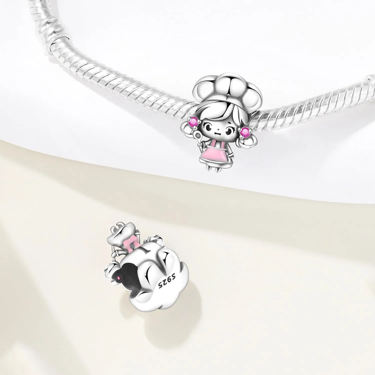 PANPOKI Ciondolo a forma di cuore "Family" in argento Sterling 925 e Zircone - immagine 2