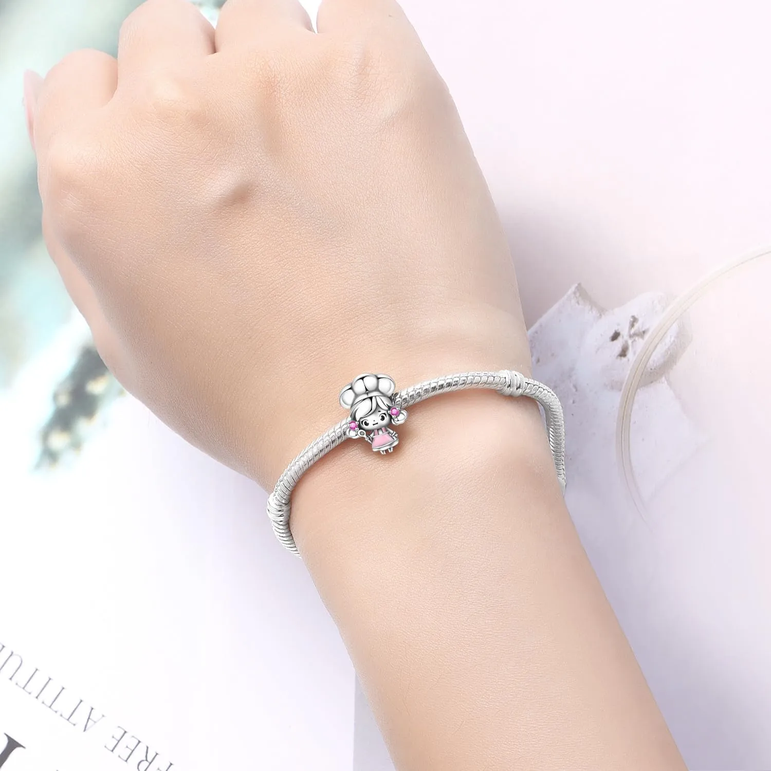 PANPOKI Ciondolo a forma di cuore "Family" in argento Sterling 925 e Zircone - immagine 5