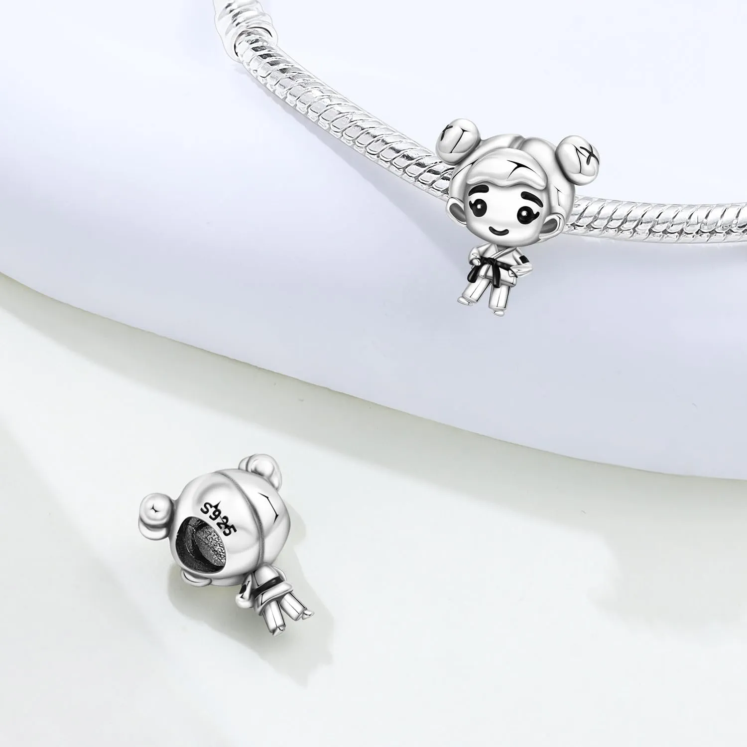 PANPOKI Perline con charm a forma di cuore in argento Sterling 925 per braccialetti, modello P-Love - immagine 2
