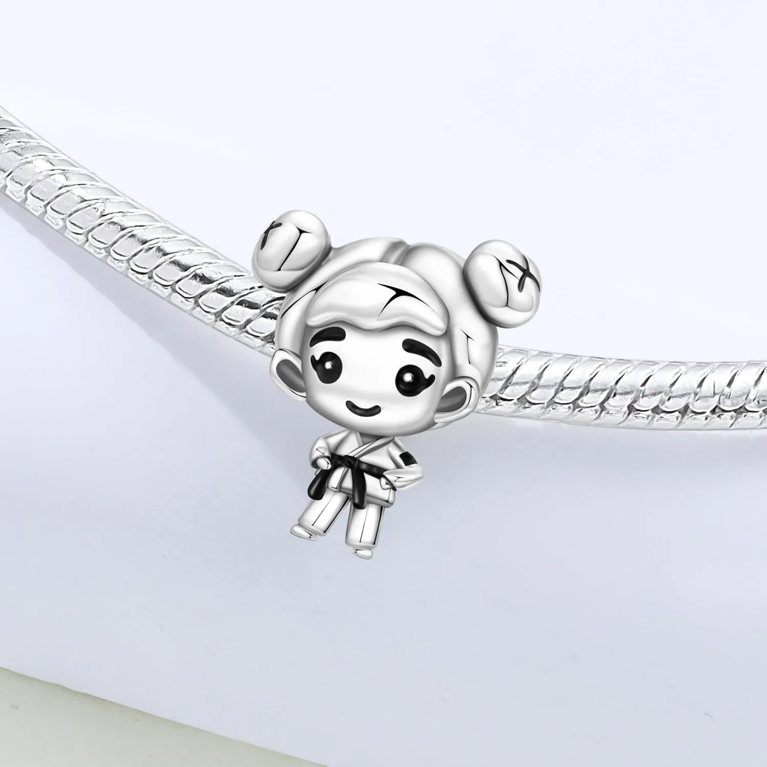 PANPOKI Perline con charm a forma di cuore in argento Sterling 925 per braccialetti, modello P-Love - immagine 3