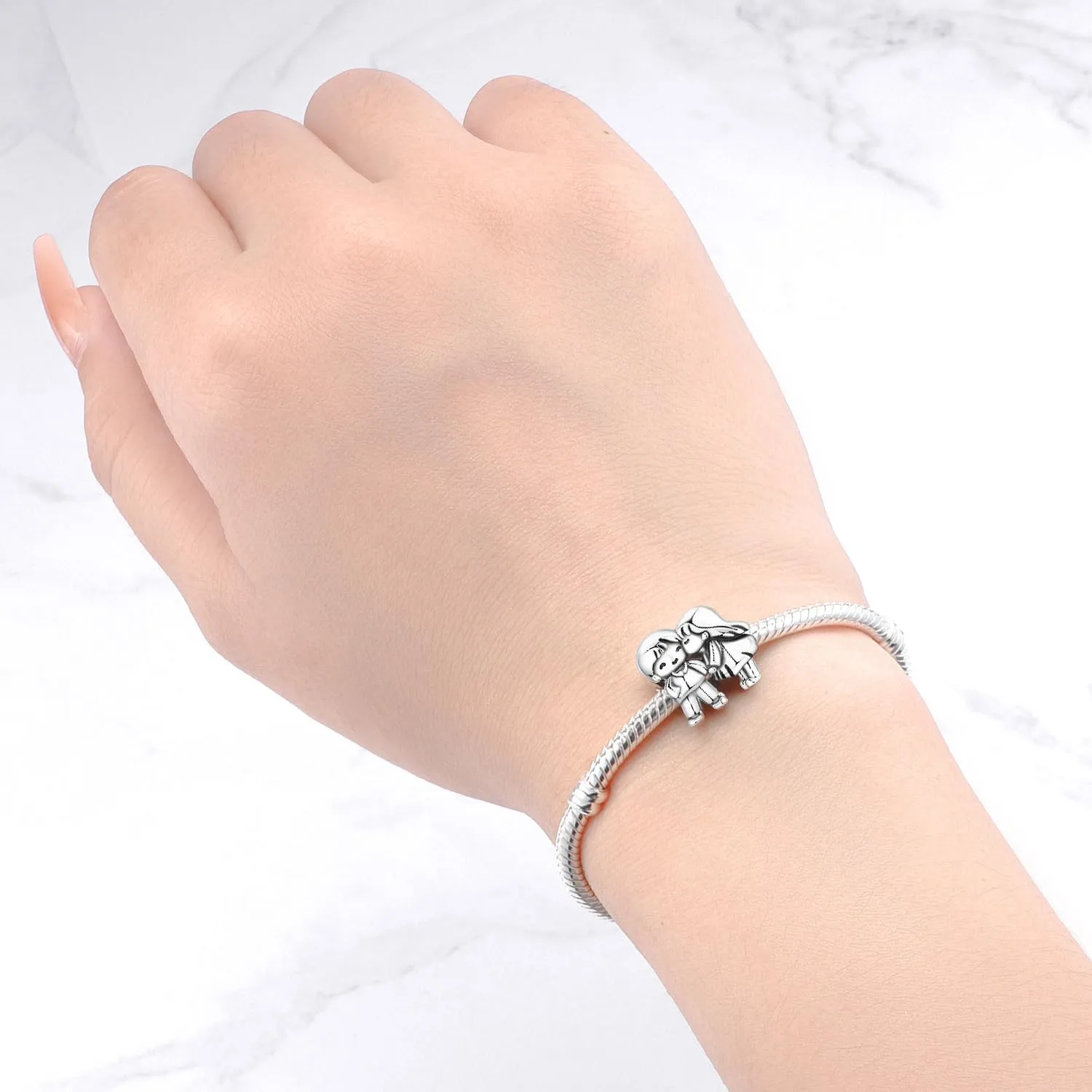 PANPOKI Infinity Love Heart Infermiera Argento Sterling 925 Charm con Perle di Cristallo per Bracciali e Collane - immagine 5
