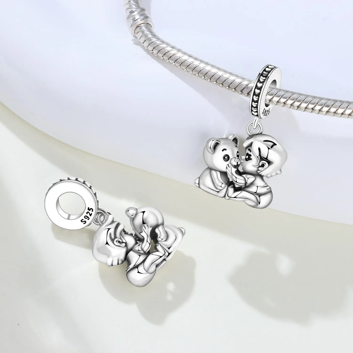 PANPOKI Ciondoli in Argento Sterling 925 a Forma di Cuore con Simbolo dell'Infinito, Scritta Nurse e Mother Daughter per Braccialetti e Collane da Donna - immagine 2