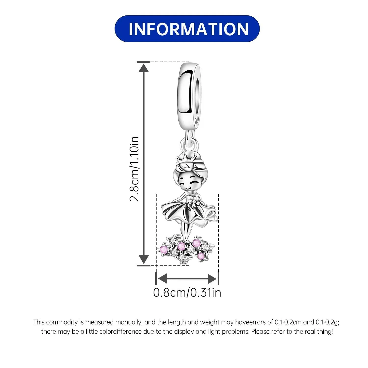 PANPOKI Ciondolo a forma di cuore in argento Sterling 925 con scritta Family e zircone - immagine 4