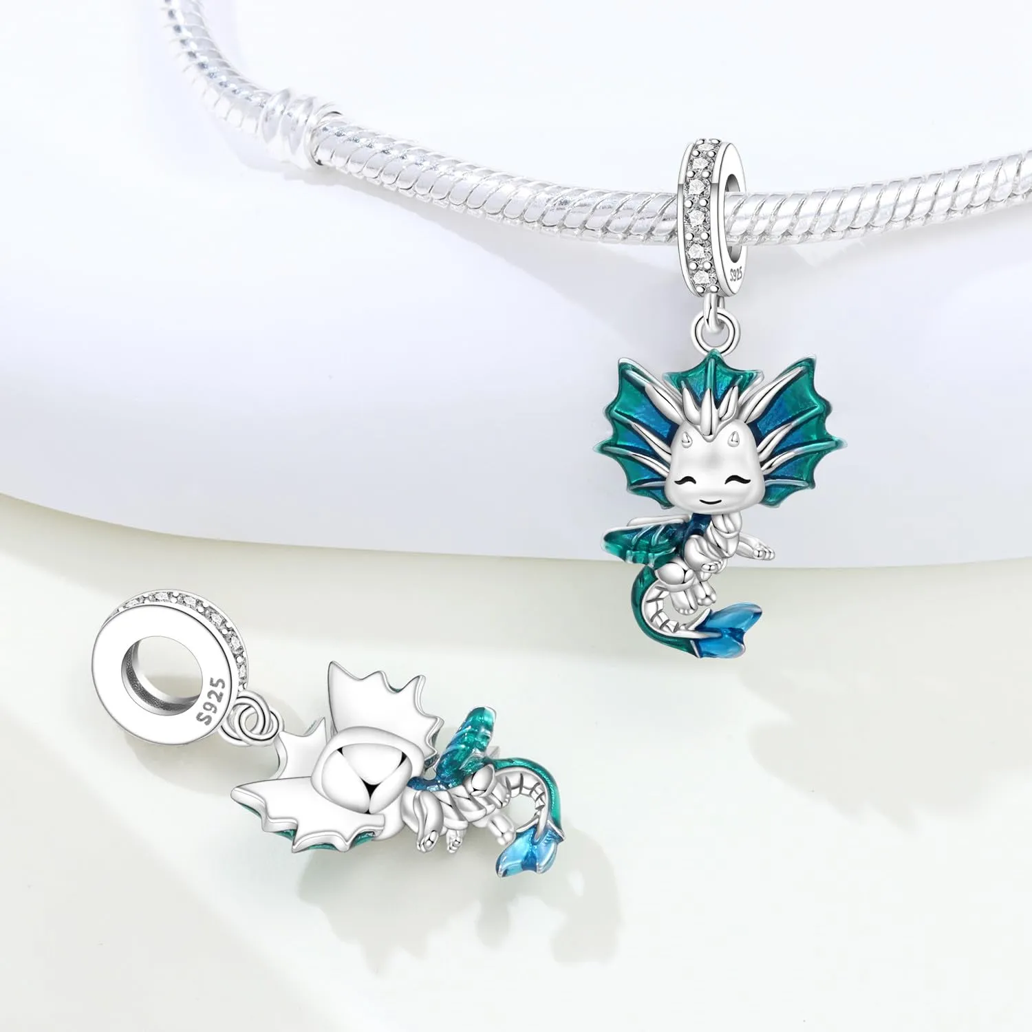PANPOKI Ciondolo in Argento Sterling 925 Tema Oceano e Animali (Panda, Gatto, Cane, Elefante, Pesce, Granchio Eremito, Razza Manta, Sirena) - immagine 2